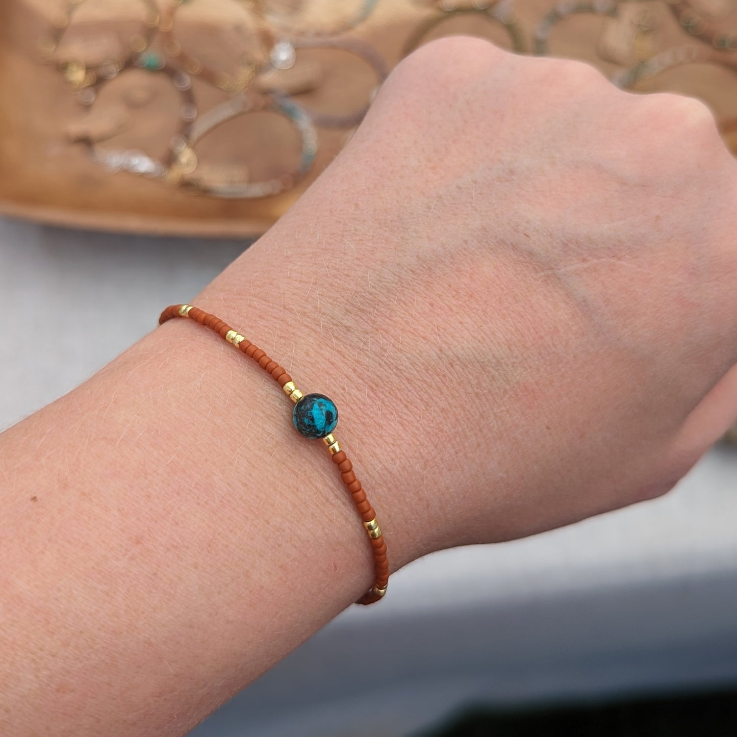 African Turquoise & Terra Cotta Accent Bracelet
