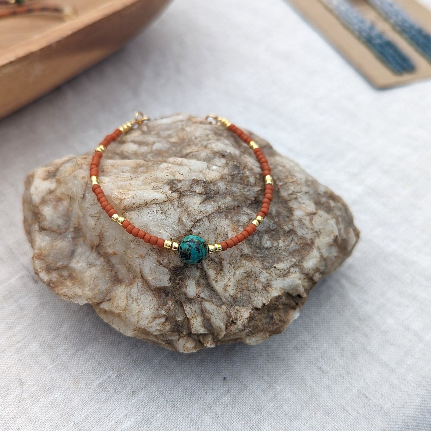 African Turquoise & Terra Cotta Accent Bracelet