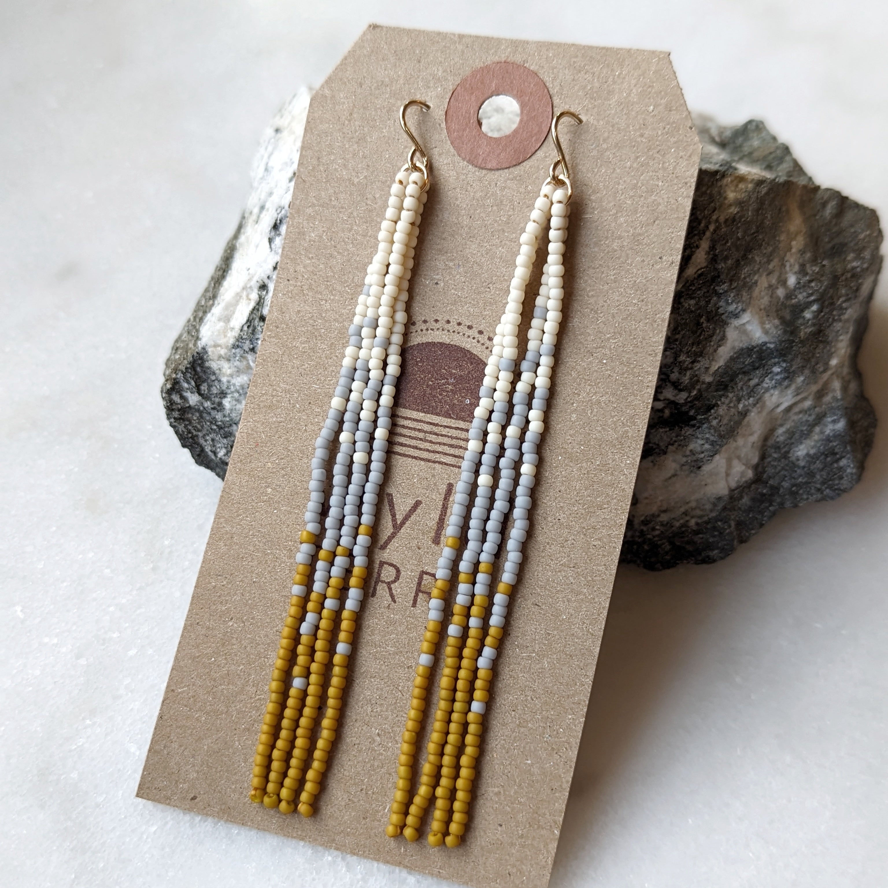 Morning Tides Long Fringe Beaded Earrings