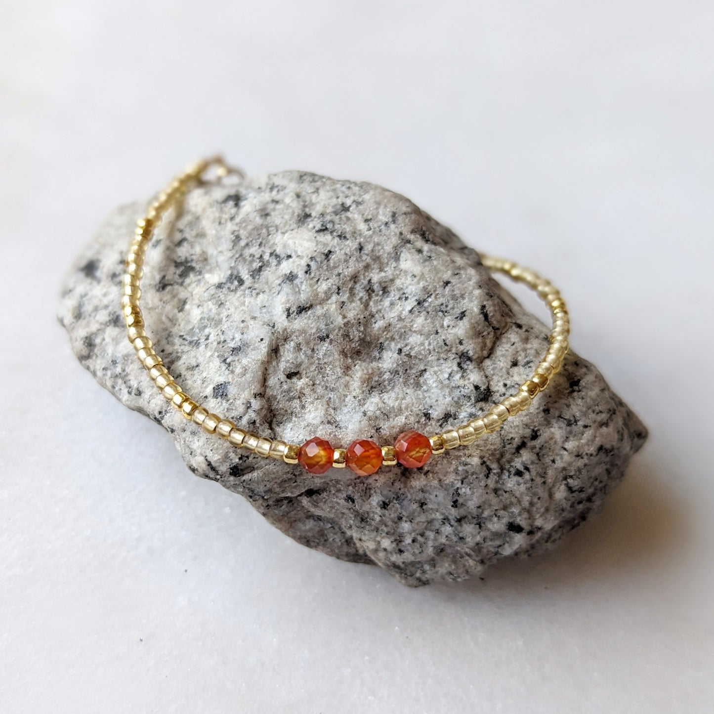 Carnelian Triple Golden Courage Bracelet