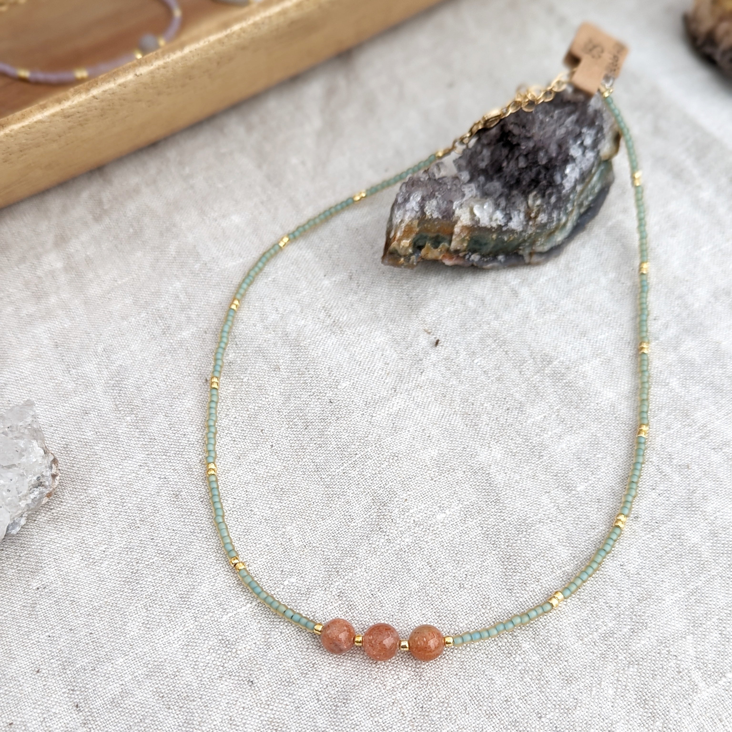 Sunstone Sea Foam Coral Necklace