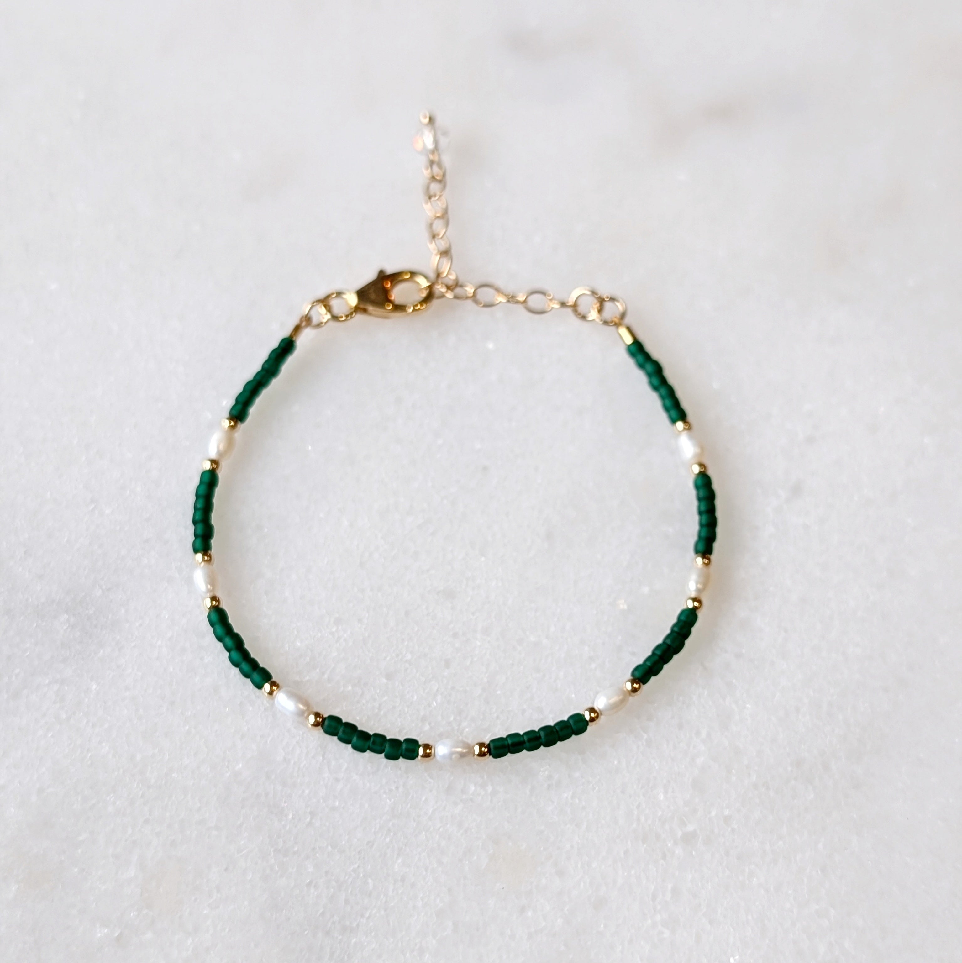 Freshwater Pearl Rich Emerald Bracelet