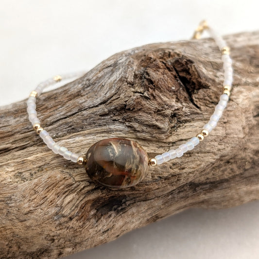 Oregon Carrasite Jasper Pearlescent Stone Bracelet