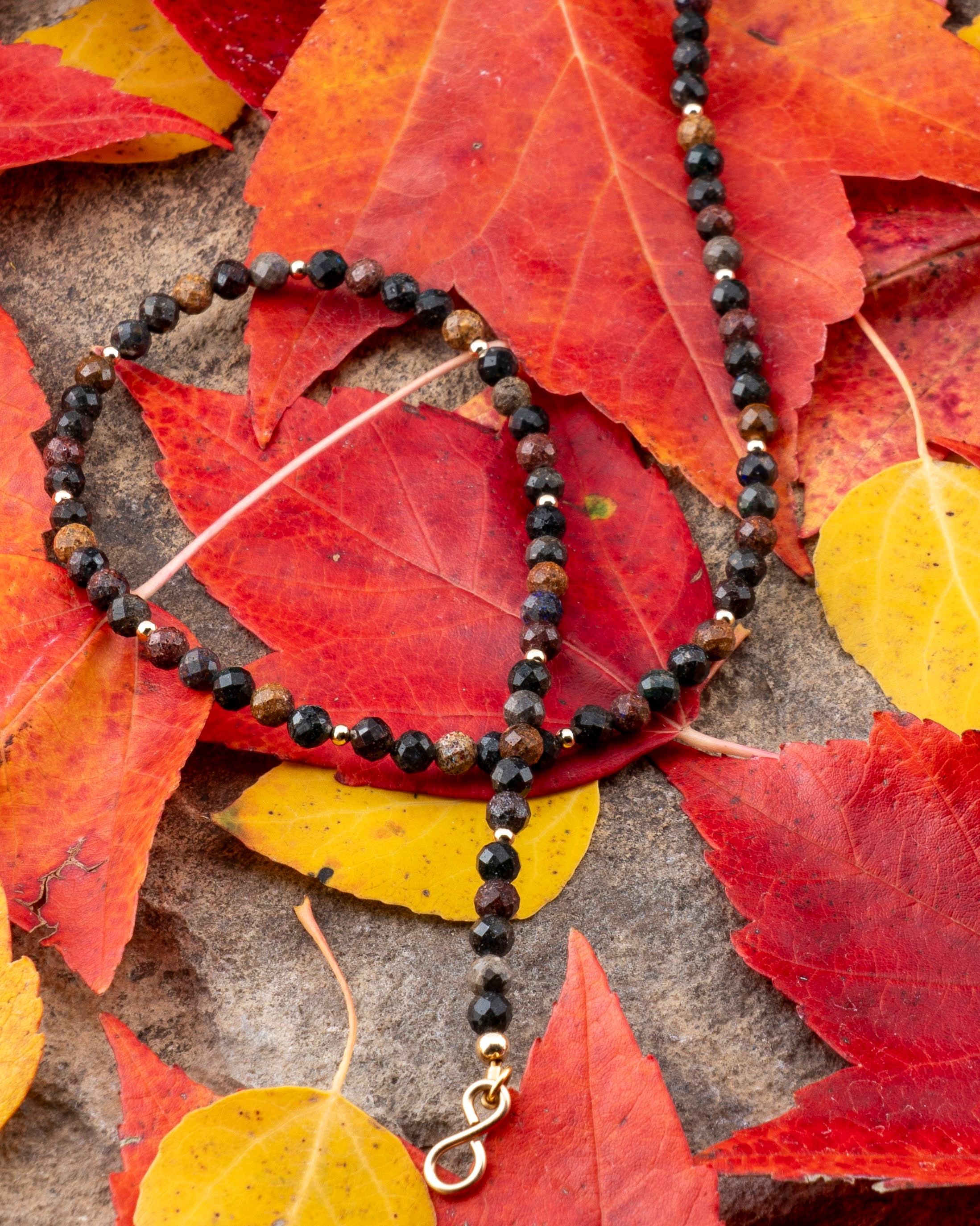 Fallen Leaves Black Opal Necklace
