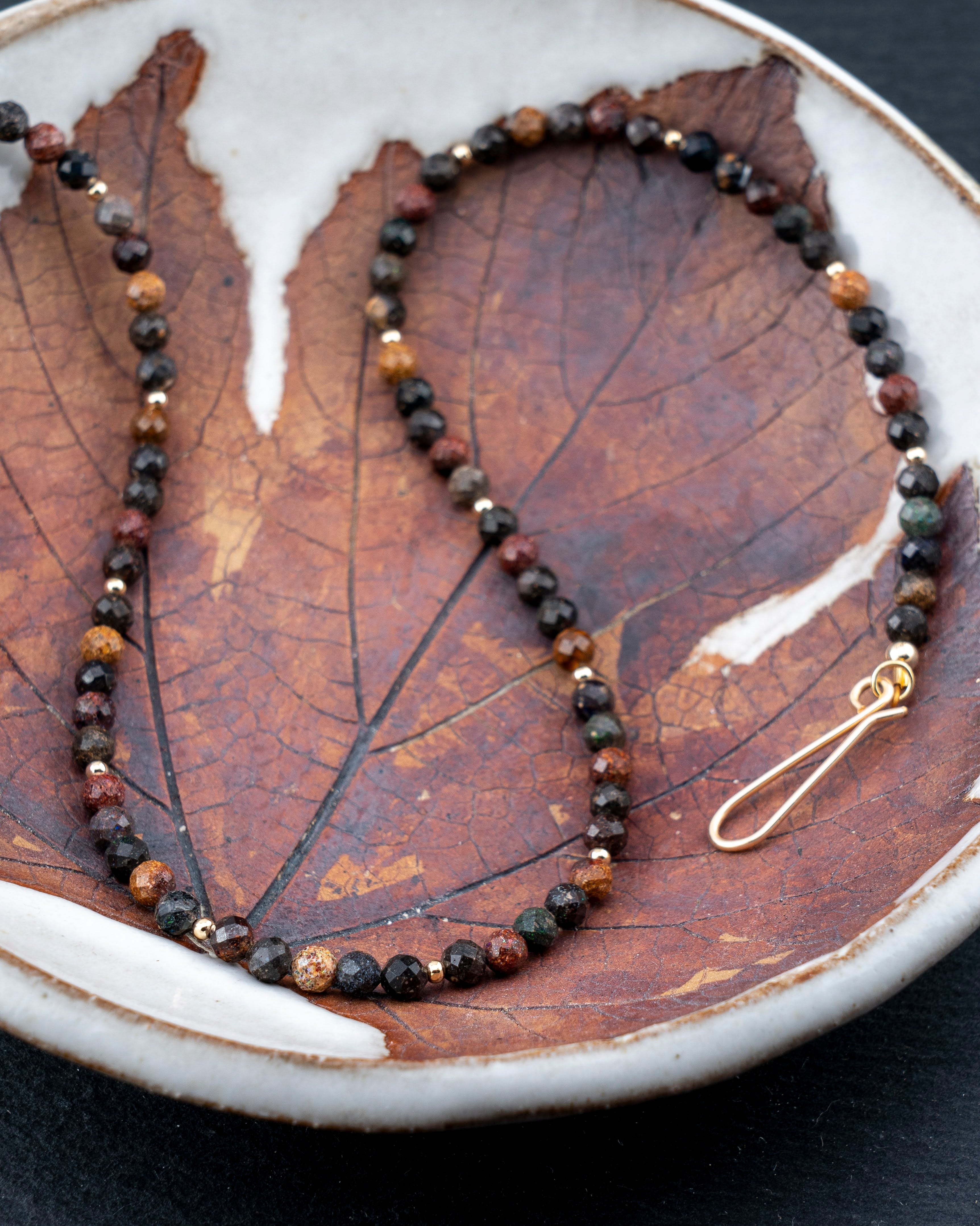 Fallen Leaves Black Opal Necklace
