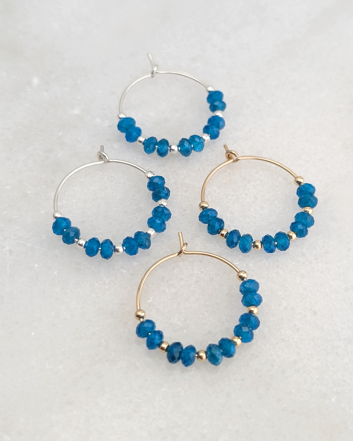 Blue Apatite Mini Hoops