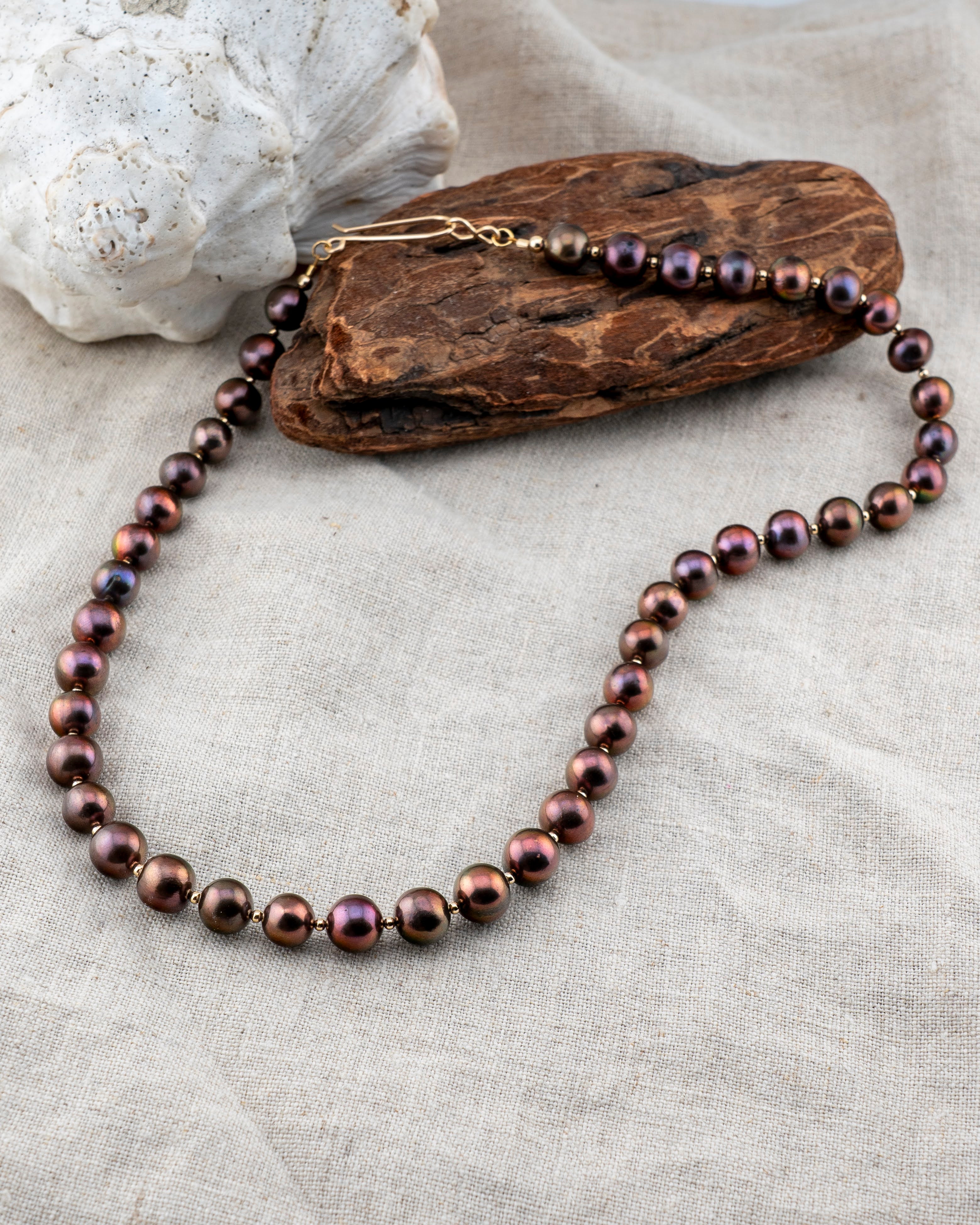 Chocolate Bronze Freshwater Pearl Necklace