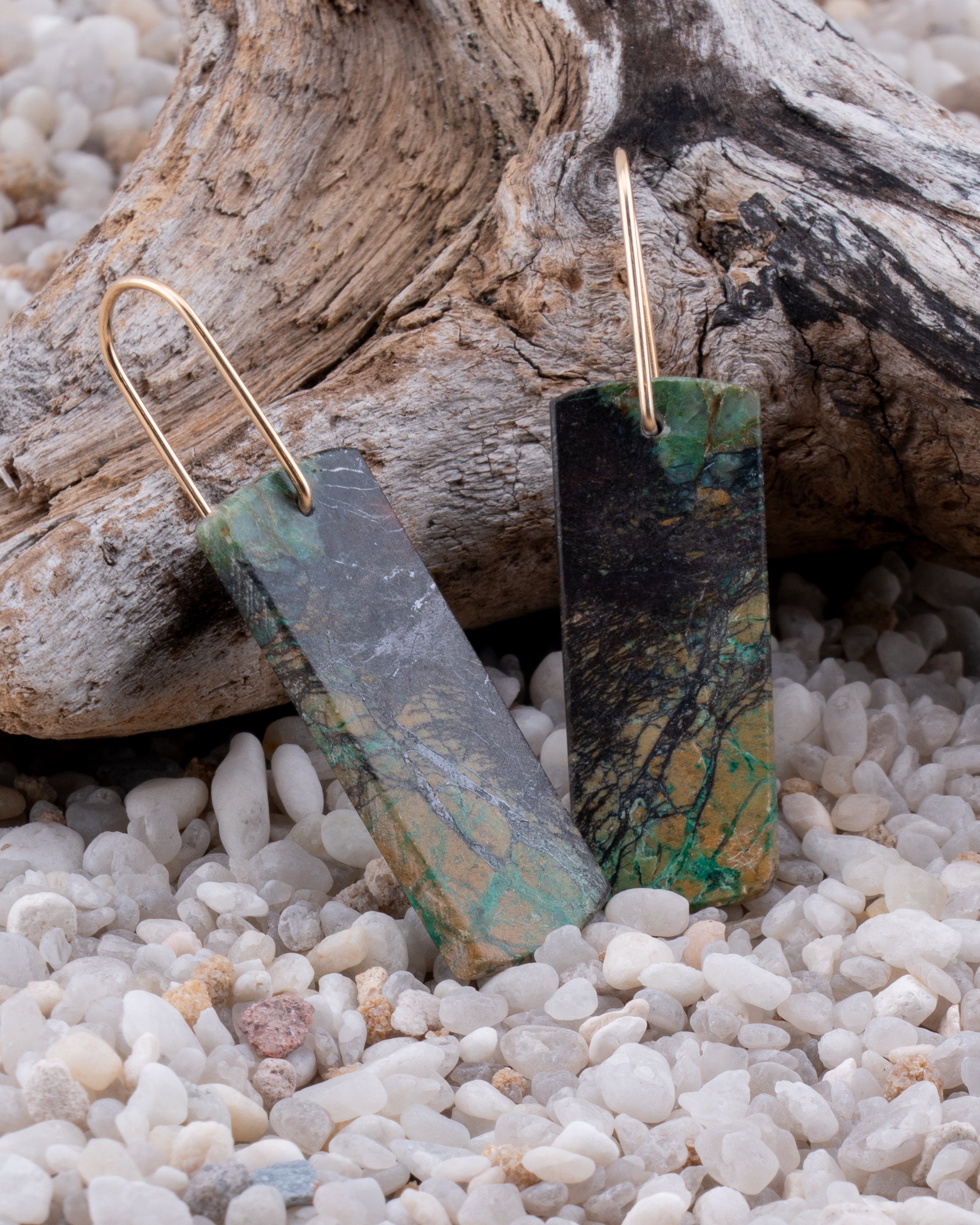 Chrysocolla in Copper Dangles