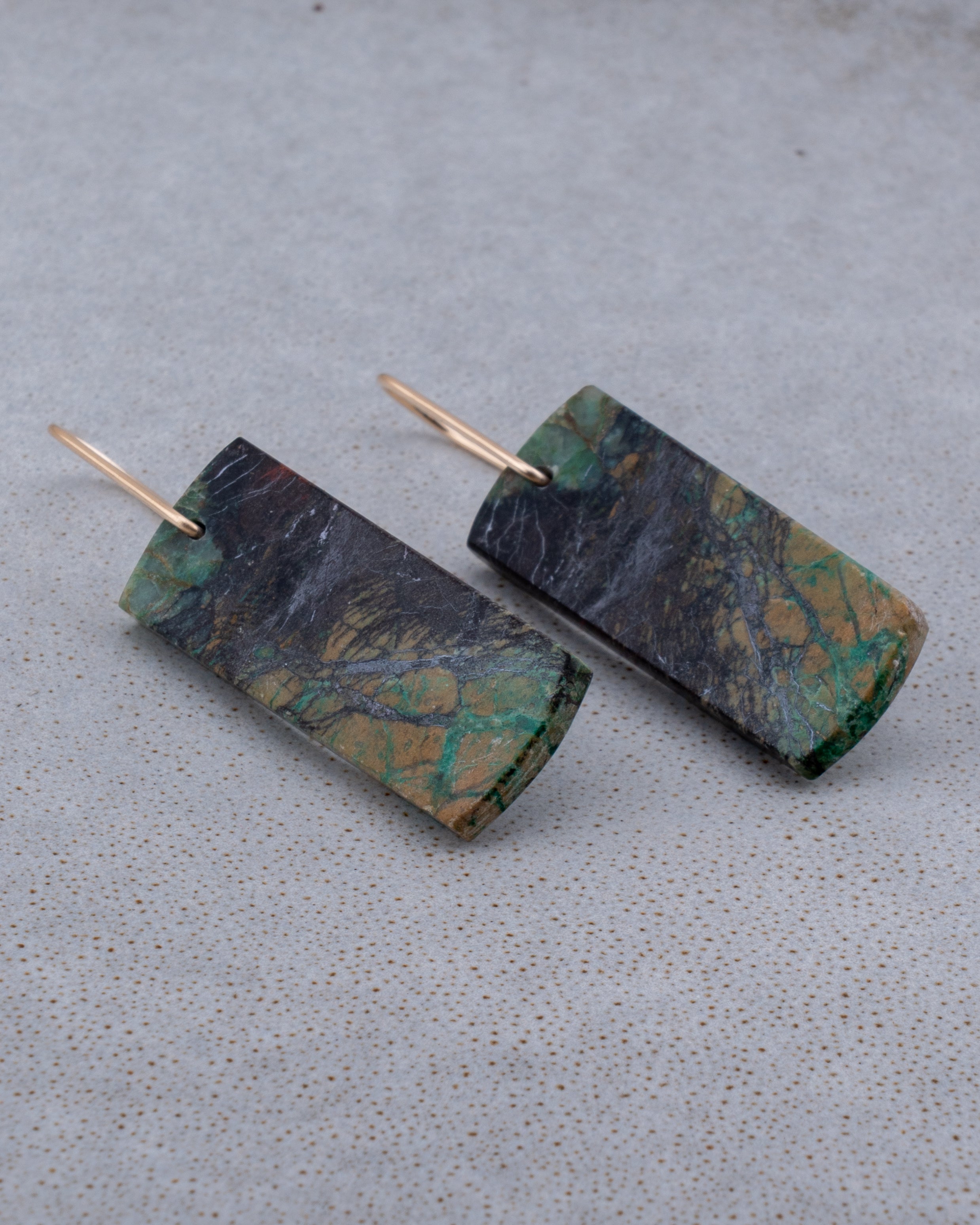 Chrysocolla in Copper Dangles