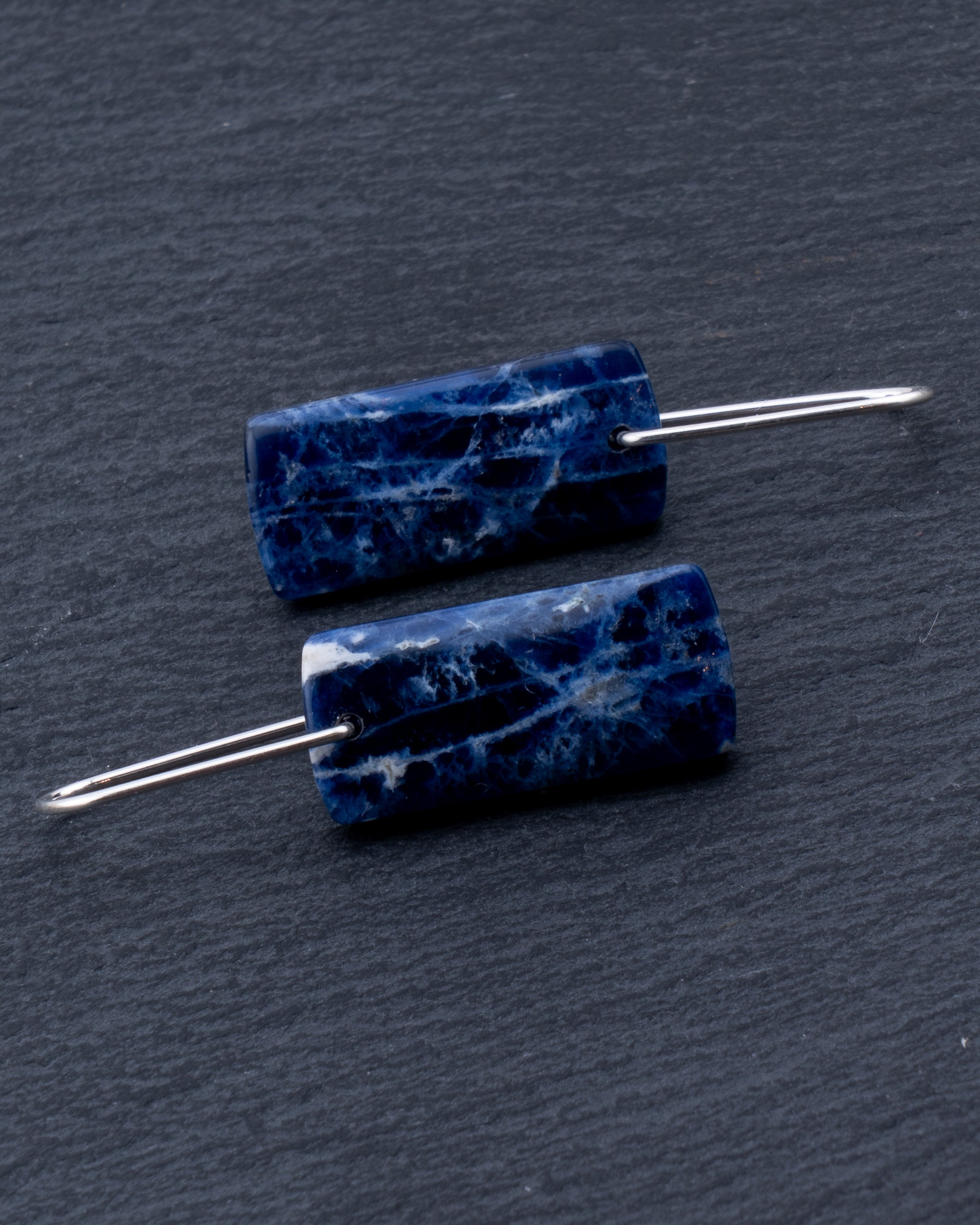 Blue Sodalite Dangles on Silver