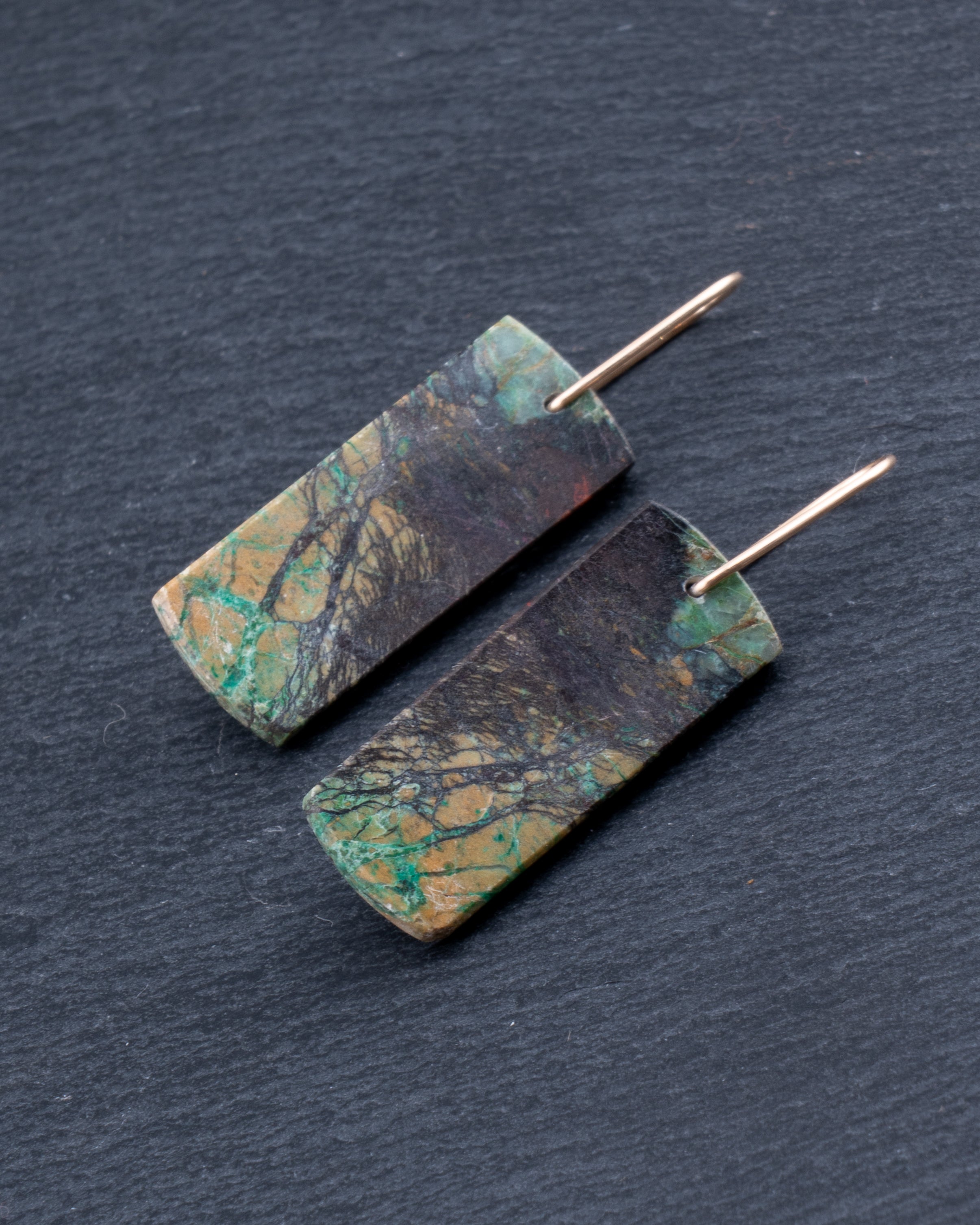 Chrysocolla in Copper Dangles