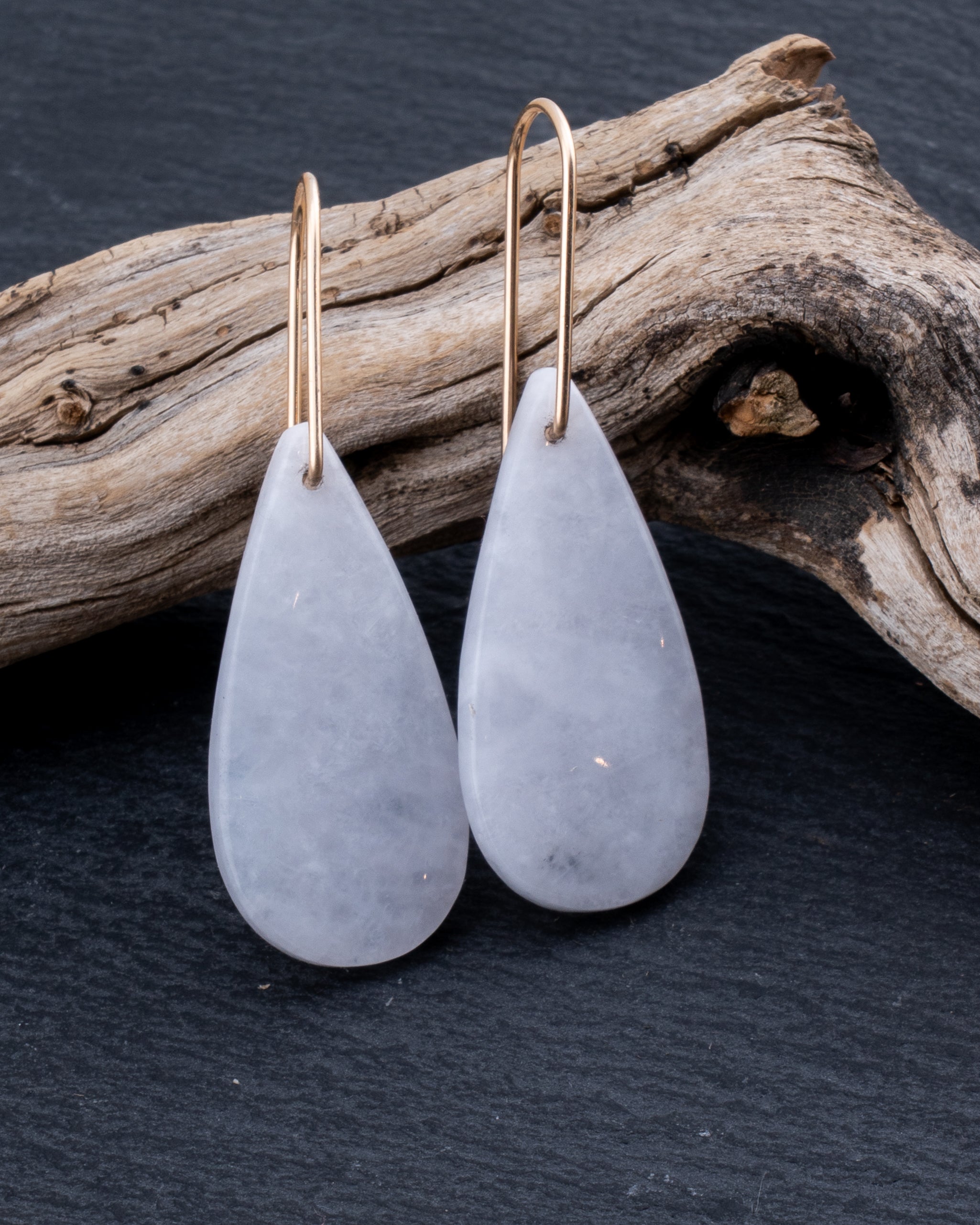 White Jade Teardrop Dangles