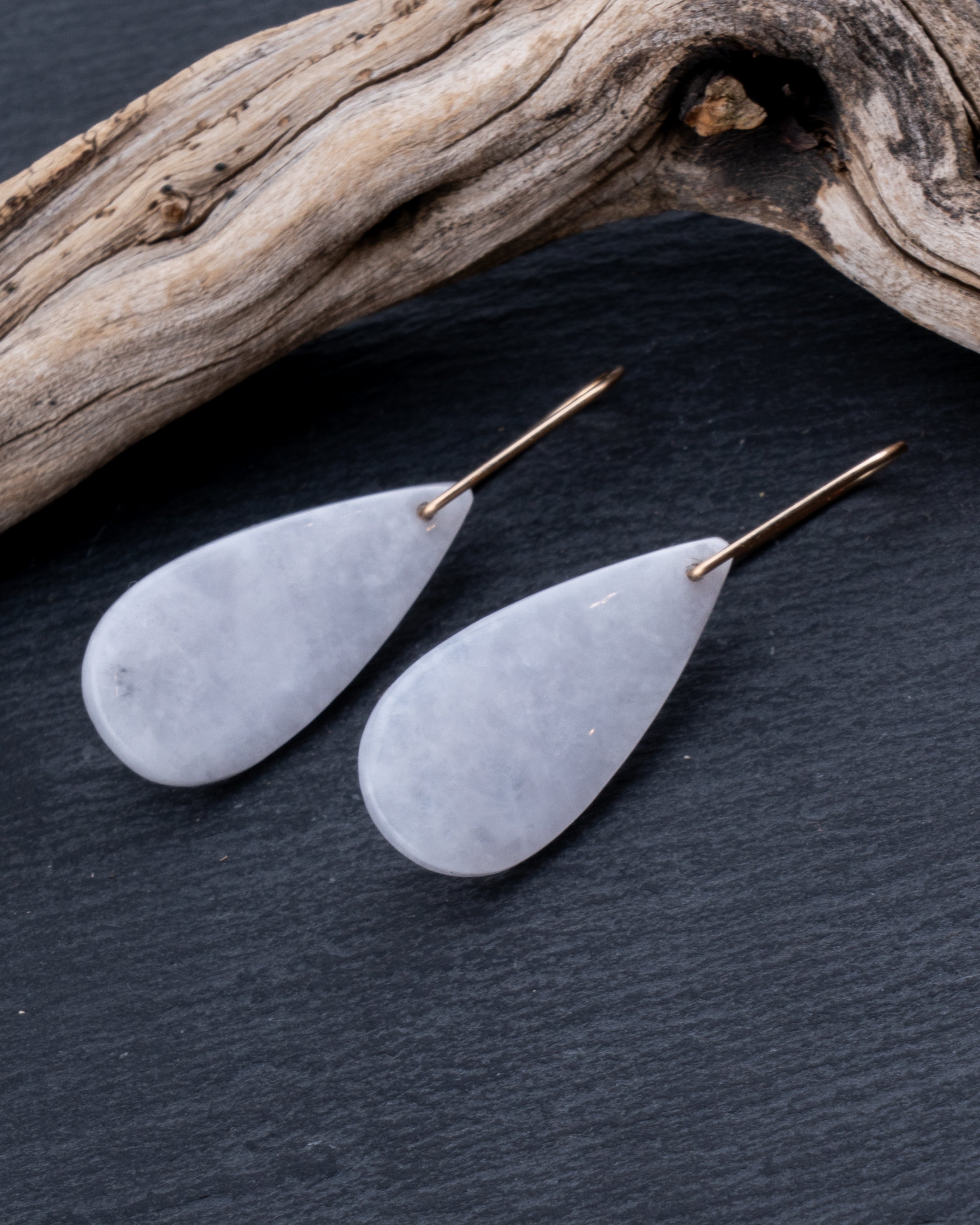 White Jade Teardrop Dangles