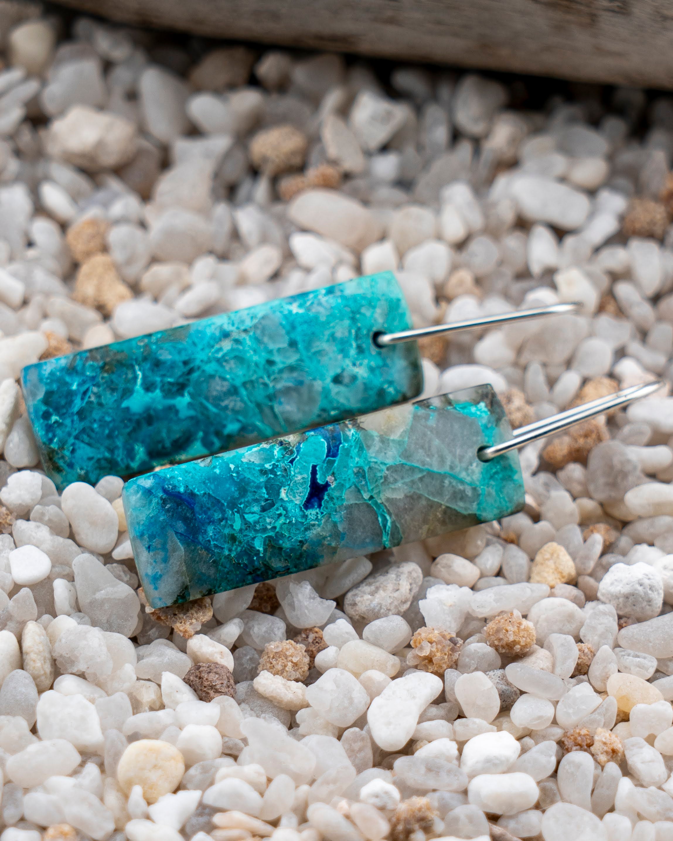 Chrysocolla in Quartz Rare Dangles