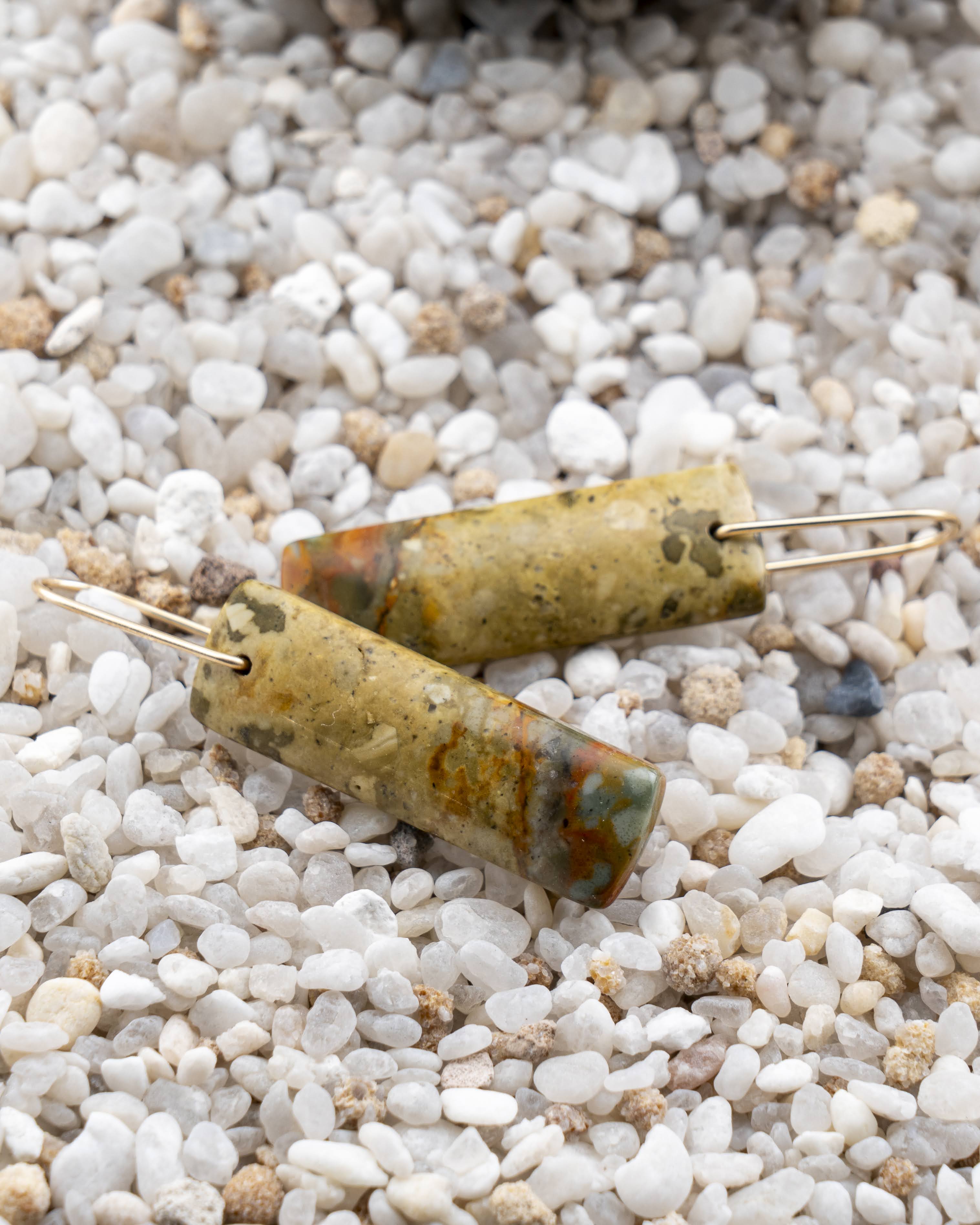 Owyhee Picture Jasper Yellow Dangles