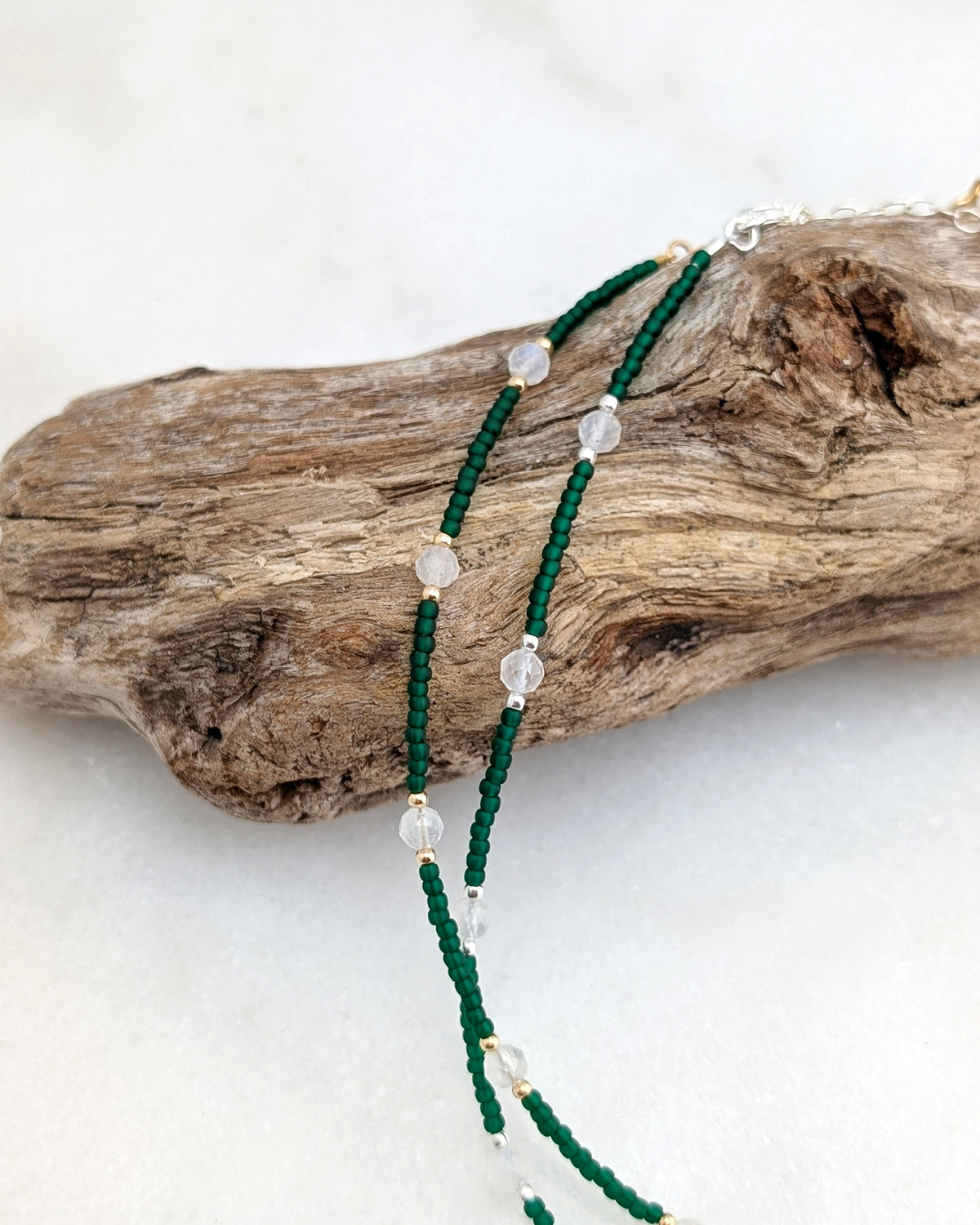 Moonstone Rich Emerald Necklace