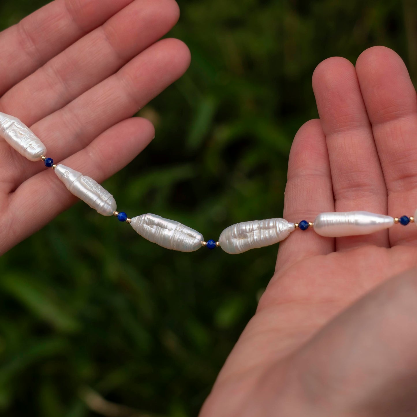 Baroque Freshwater Pearl & Lapis Necklace