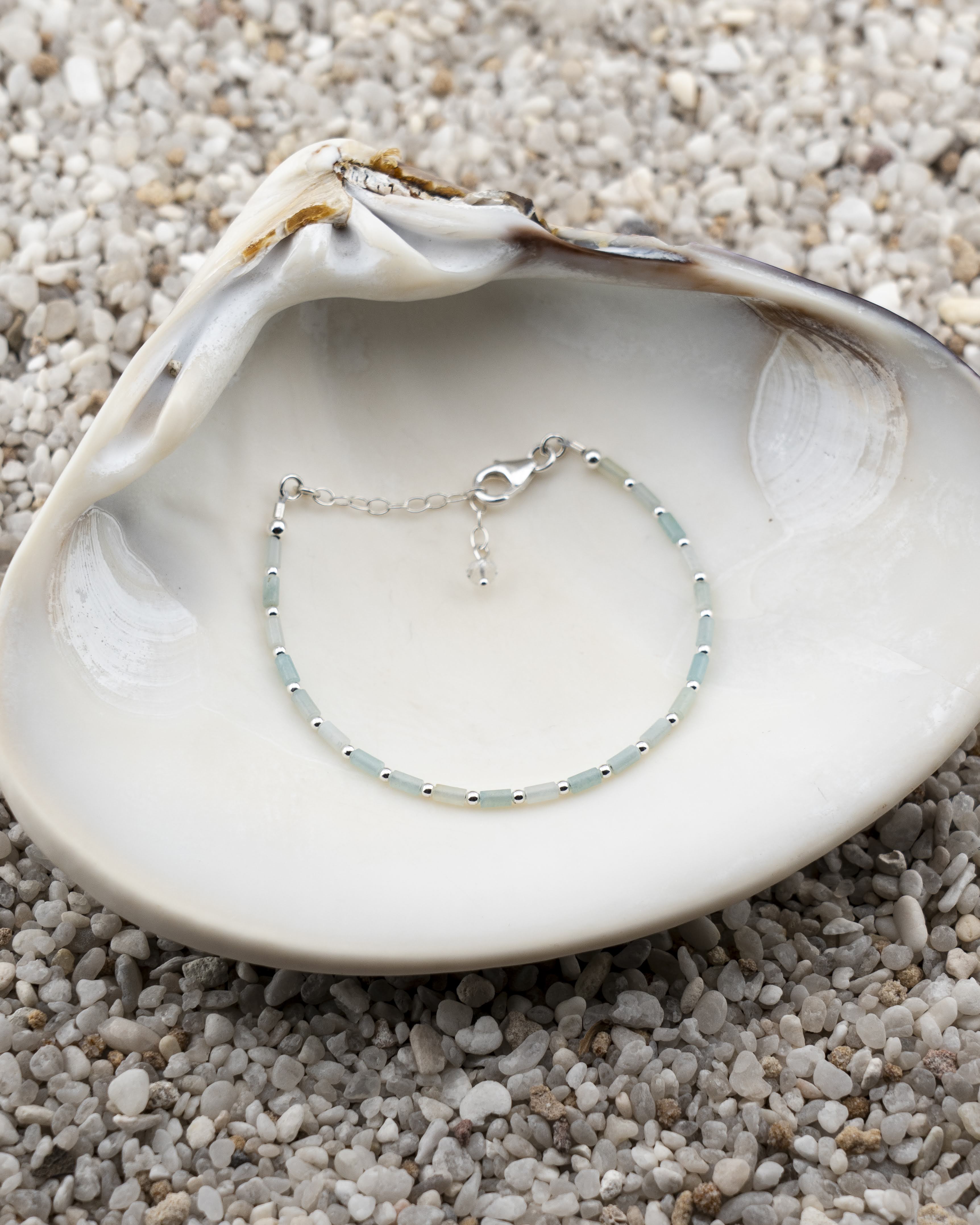 Amazonite Tube Luxe Bracelet Silver