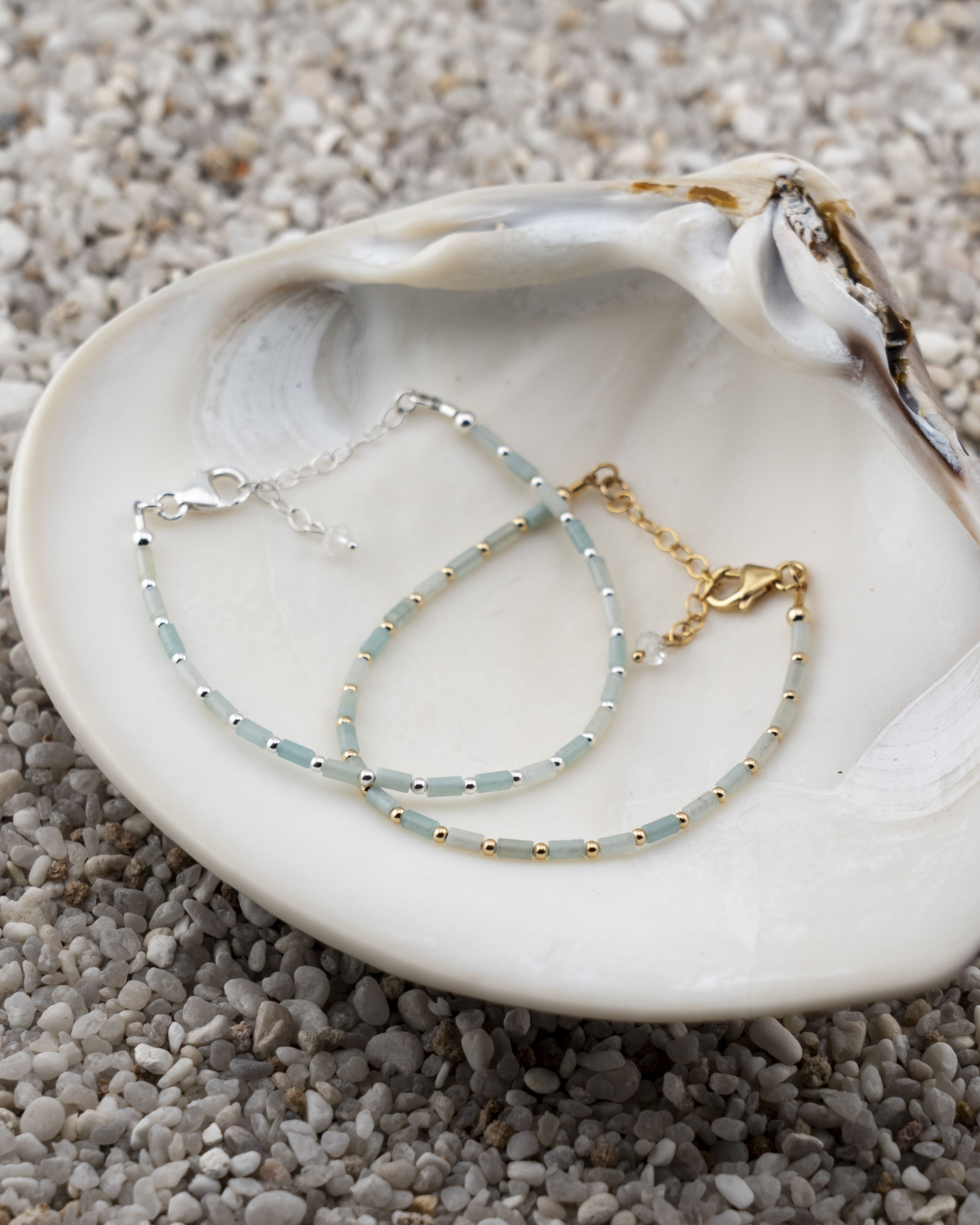 Amazonite Tube Luxe Bracelet Silver