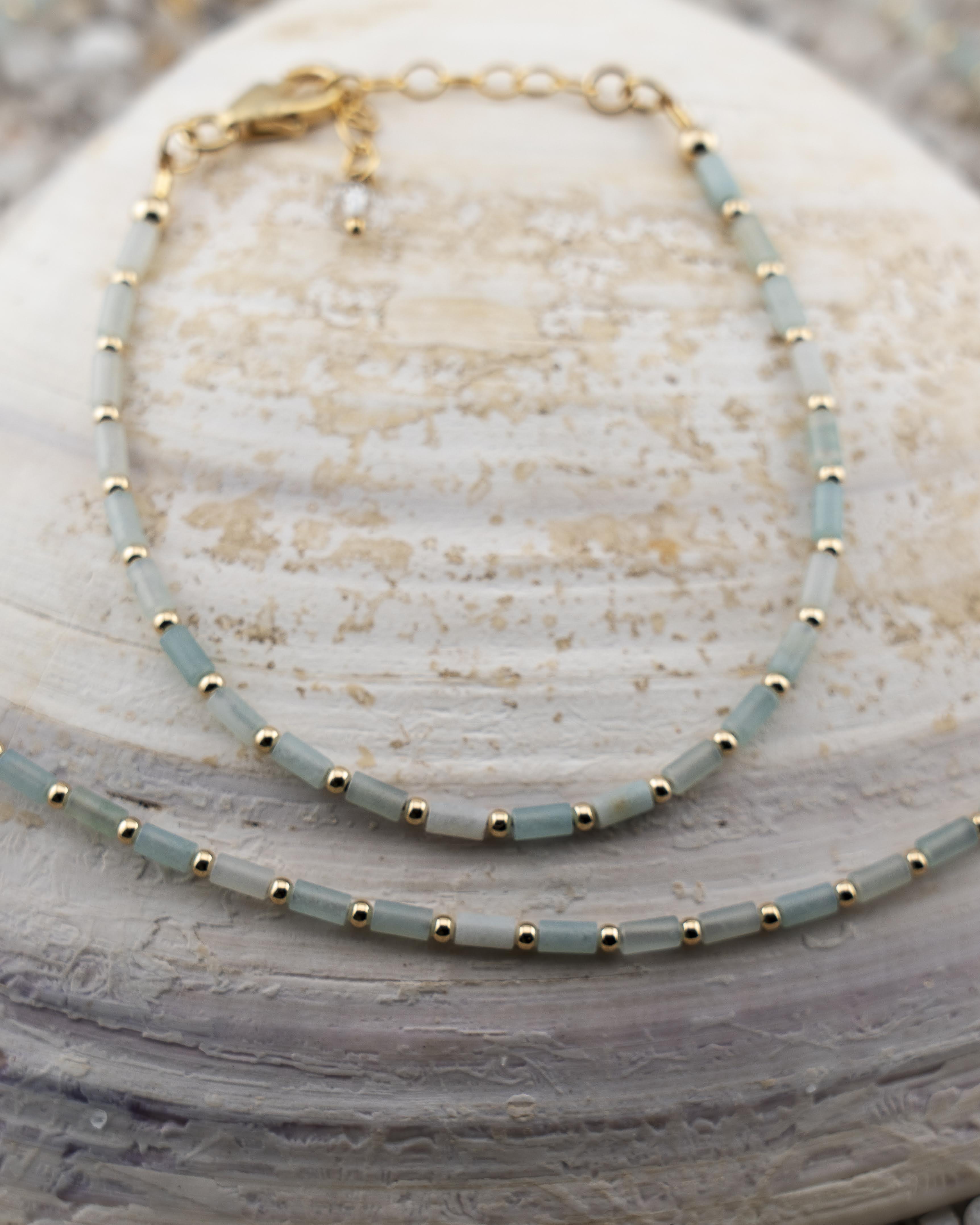 Amazonite Tube Luxe Bracelet Gold