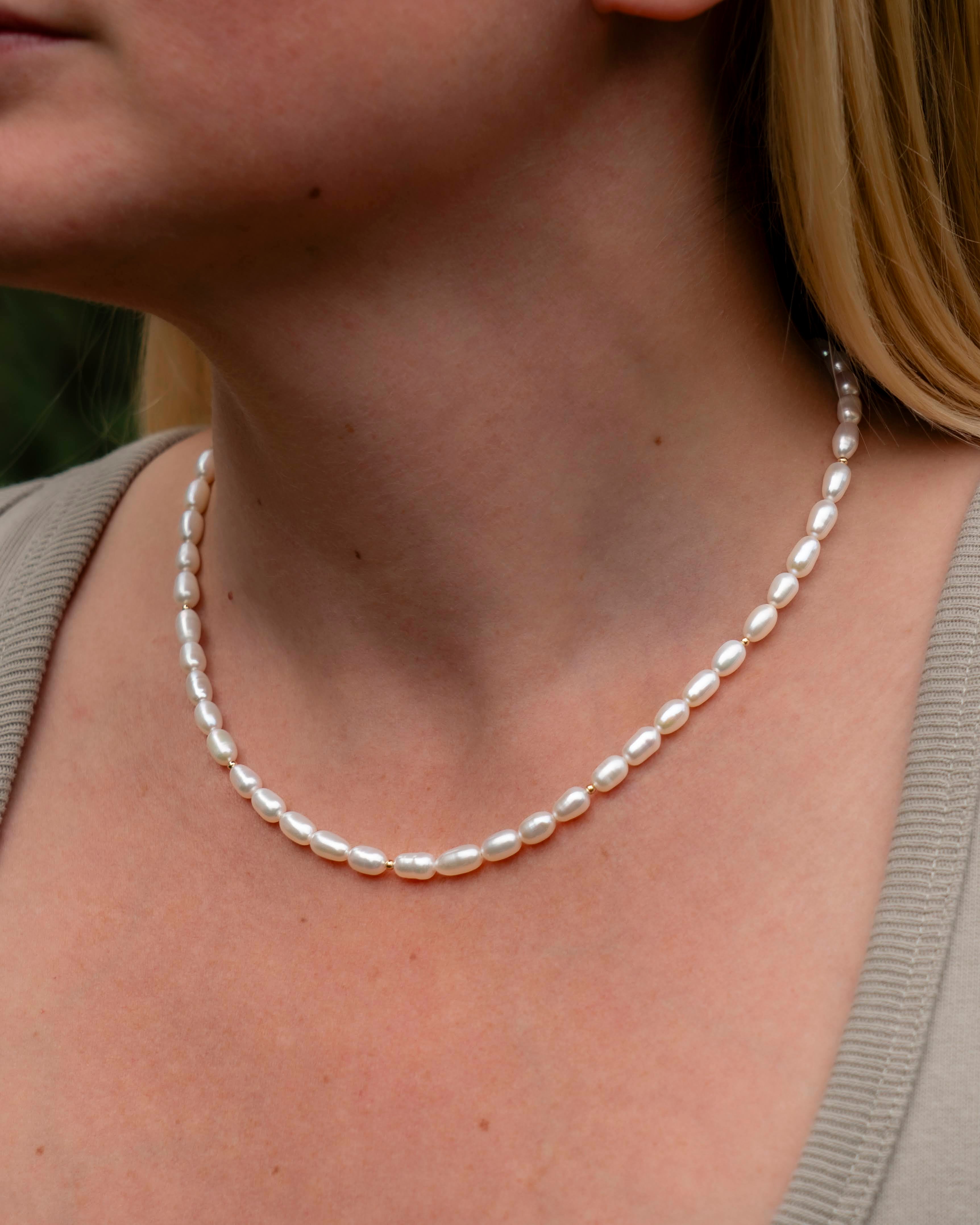 Freshwater Oval Pearl Necklace