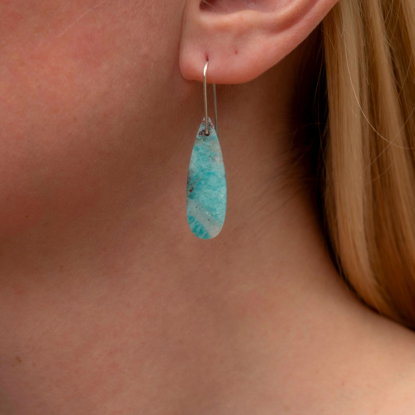 Blue Amazonite with Quartz Dangles