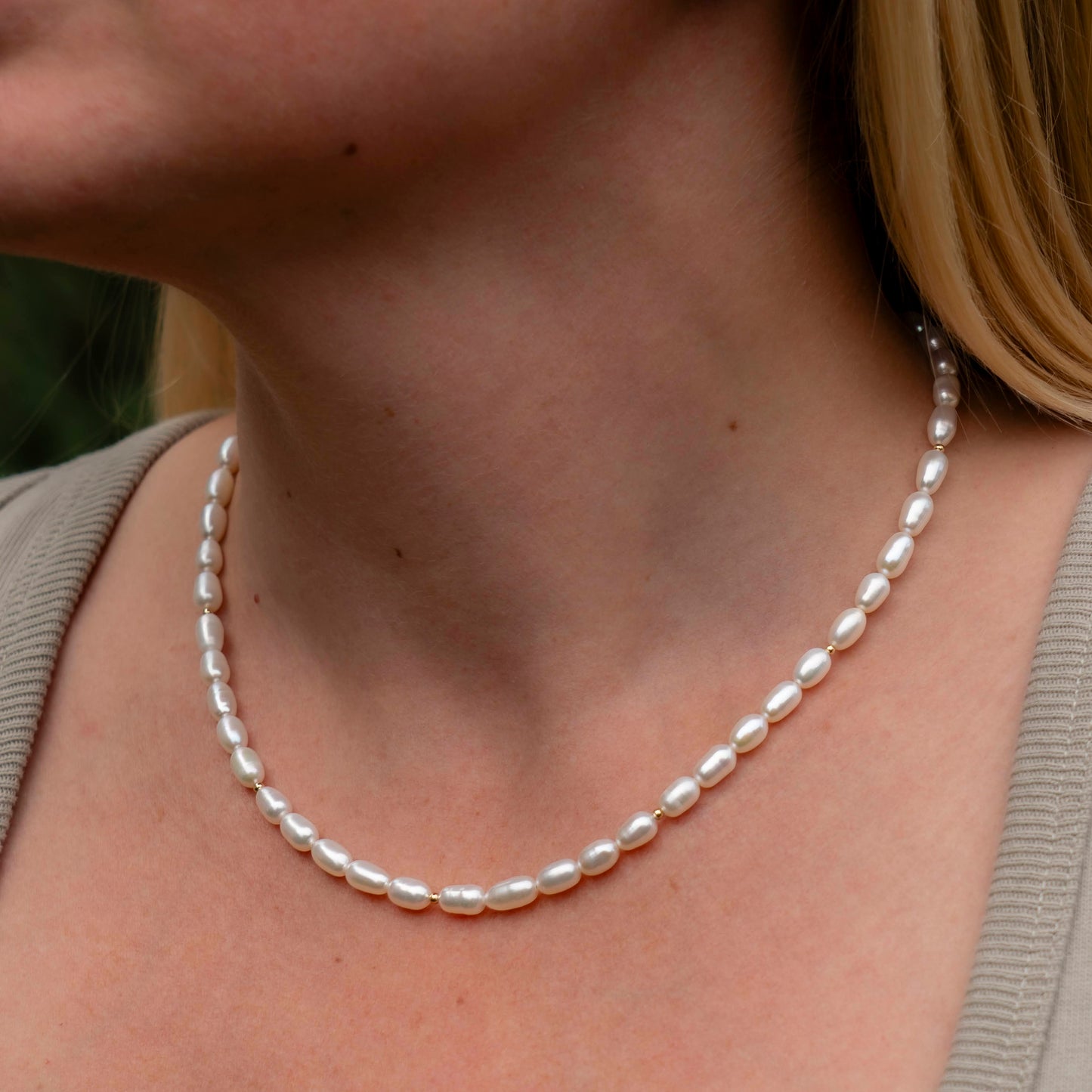 Freshwater Oval Pearl Necklace