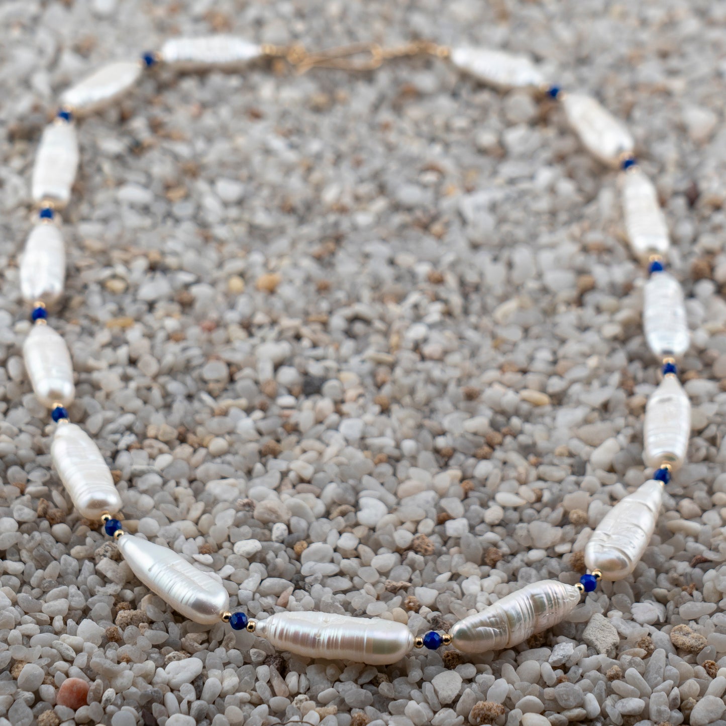 Baroque Freshwater Pearl & Lapis Necklace