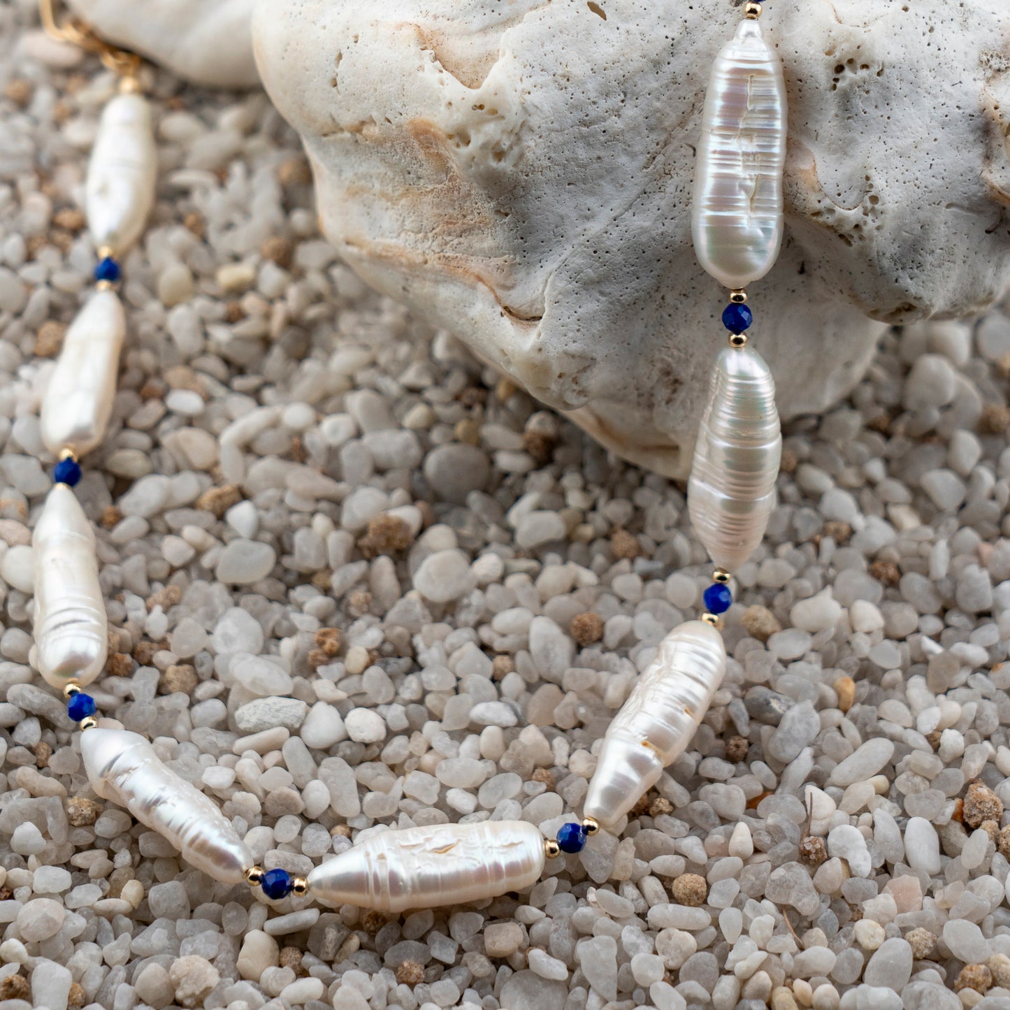 Baroque Freshwater Pearl & Lapis Necklace