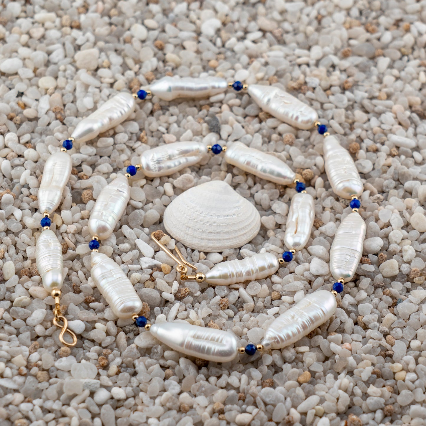 Baroque Freshwater Pearl & Lapis Necklace