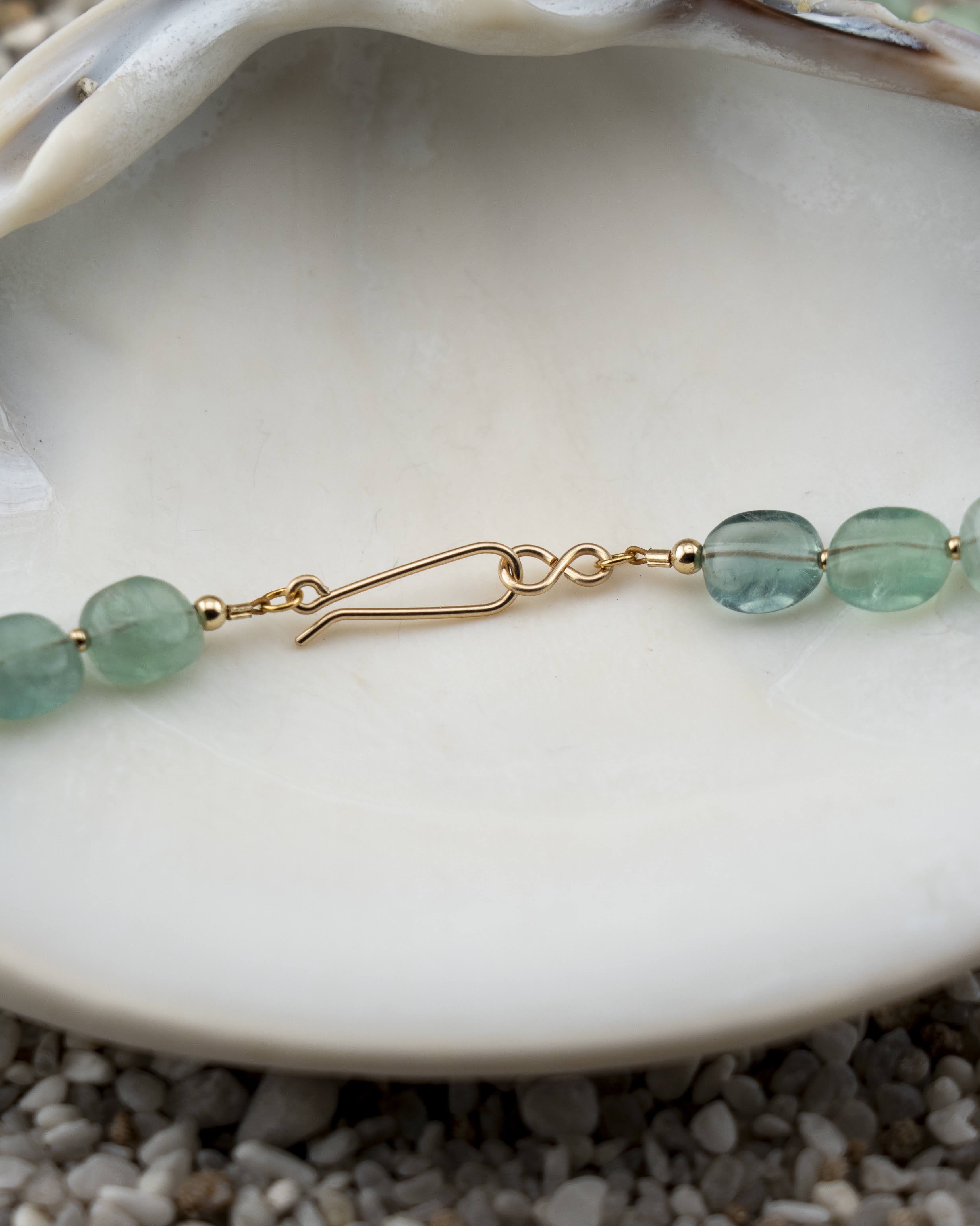 Green Florite & Freshwater Pearl Asymmetric Statement Necklace