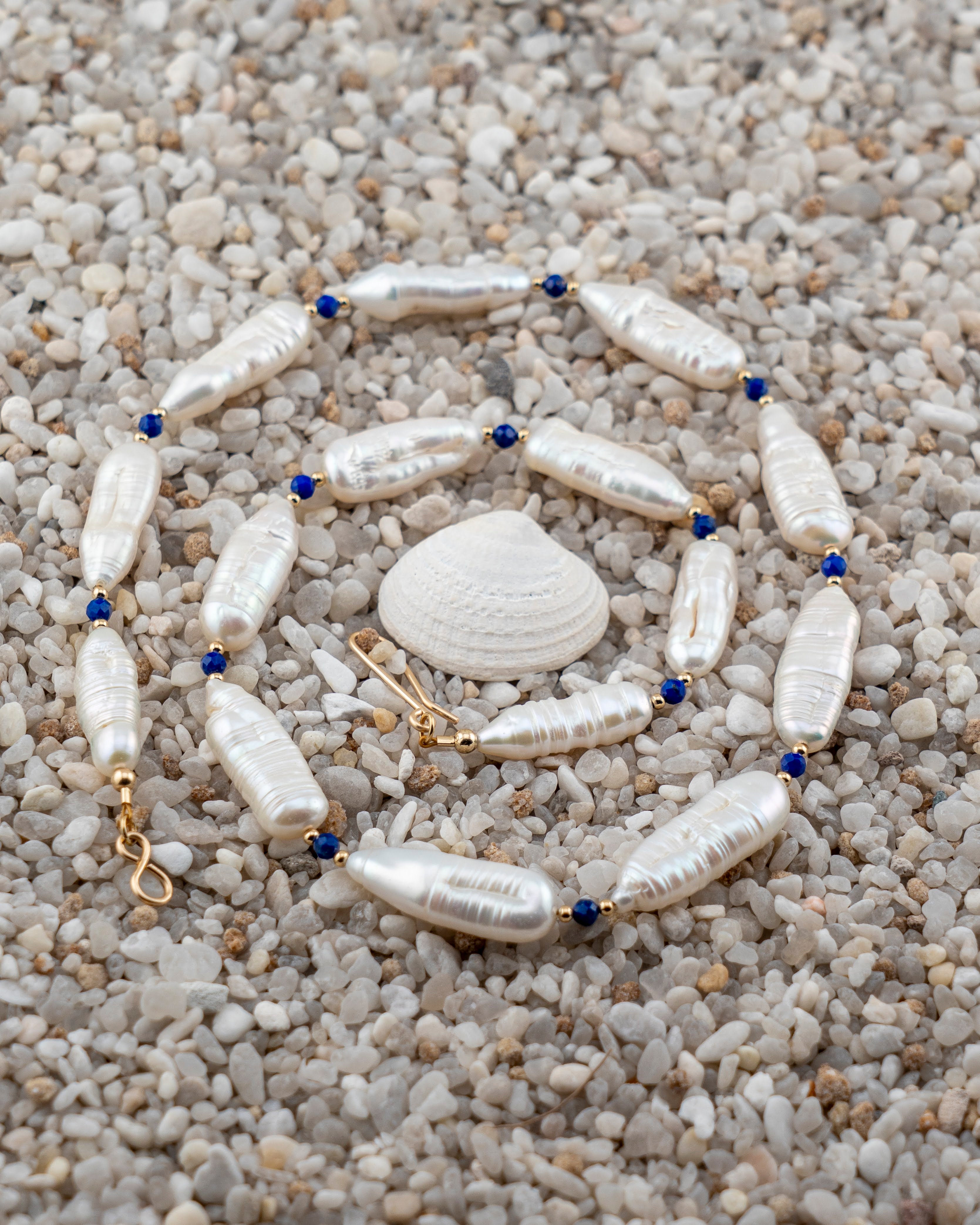 Baroque Freshwater Pearl & Lapis Necklace