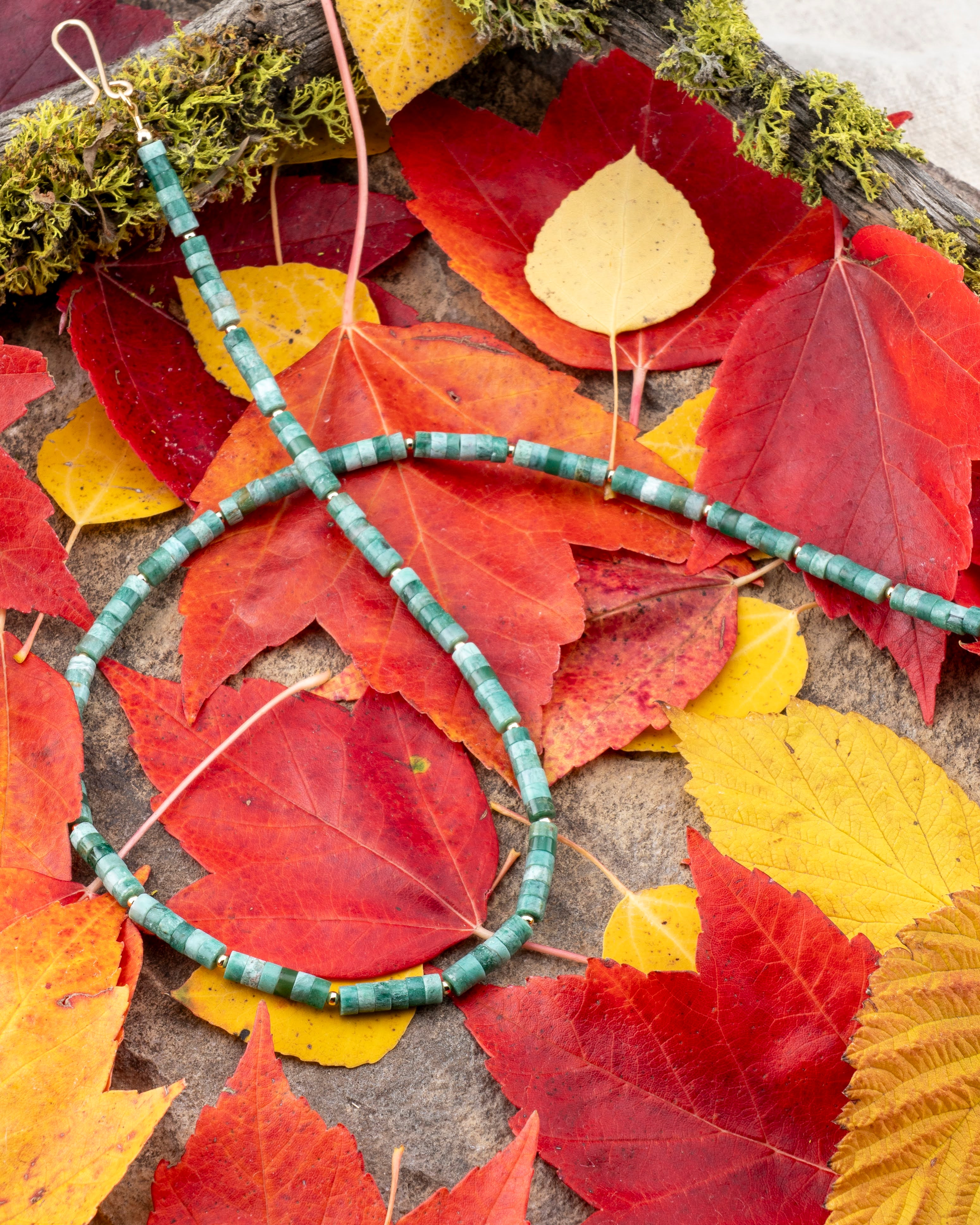 Ancient Forest Green Jasper Heishi Necklace