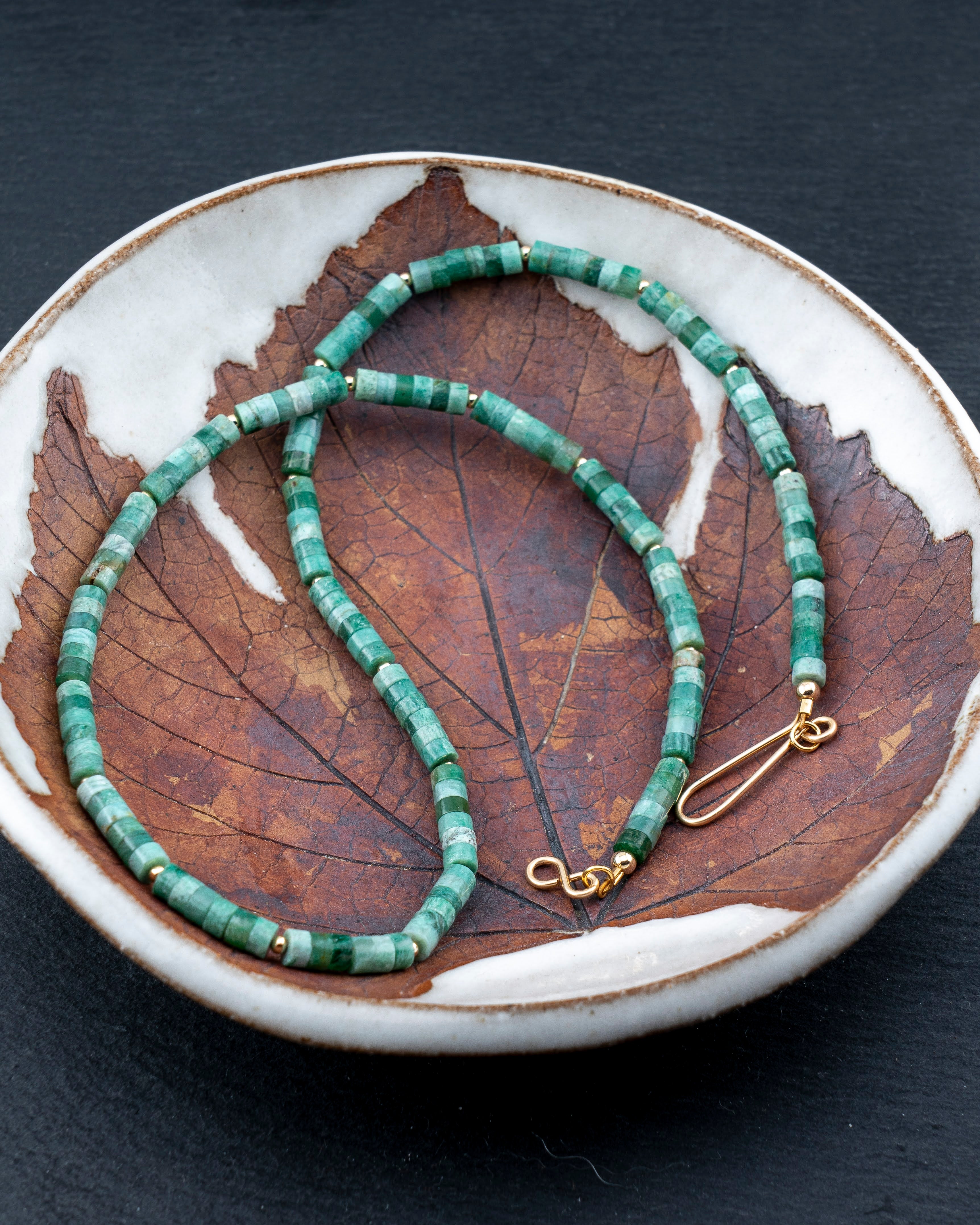 Ancient Forest Green Jasper Heishi Necklace