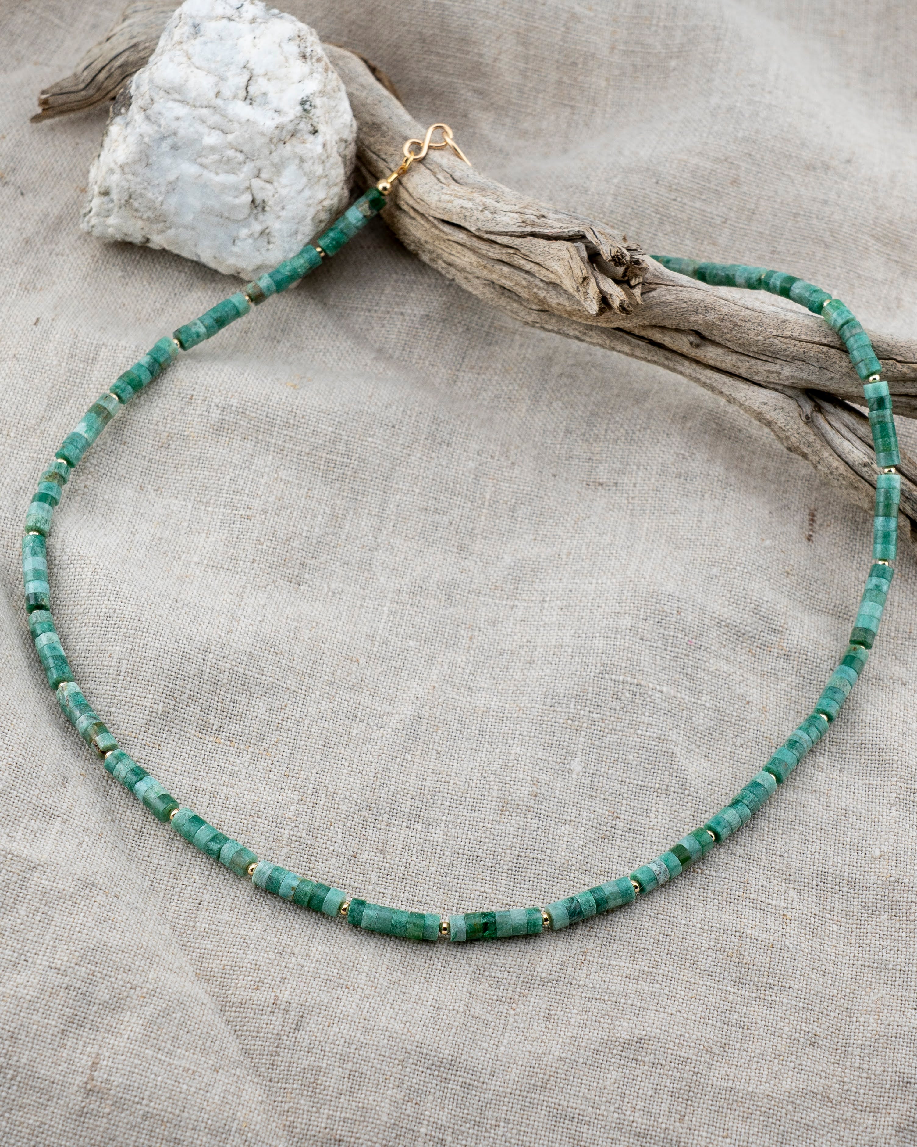 Ancient Forest Green Jasper Heishi Necklace