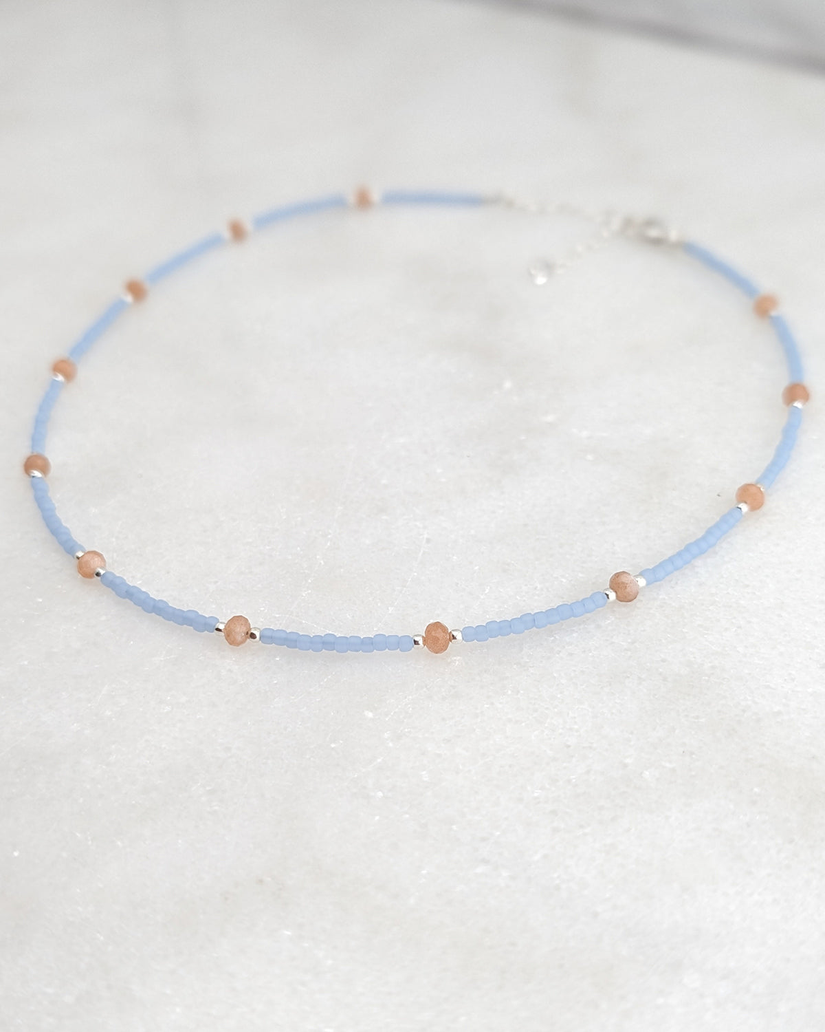 Peach Moonstone Sky Blue Necklace