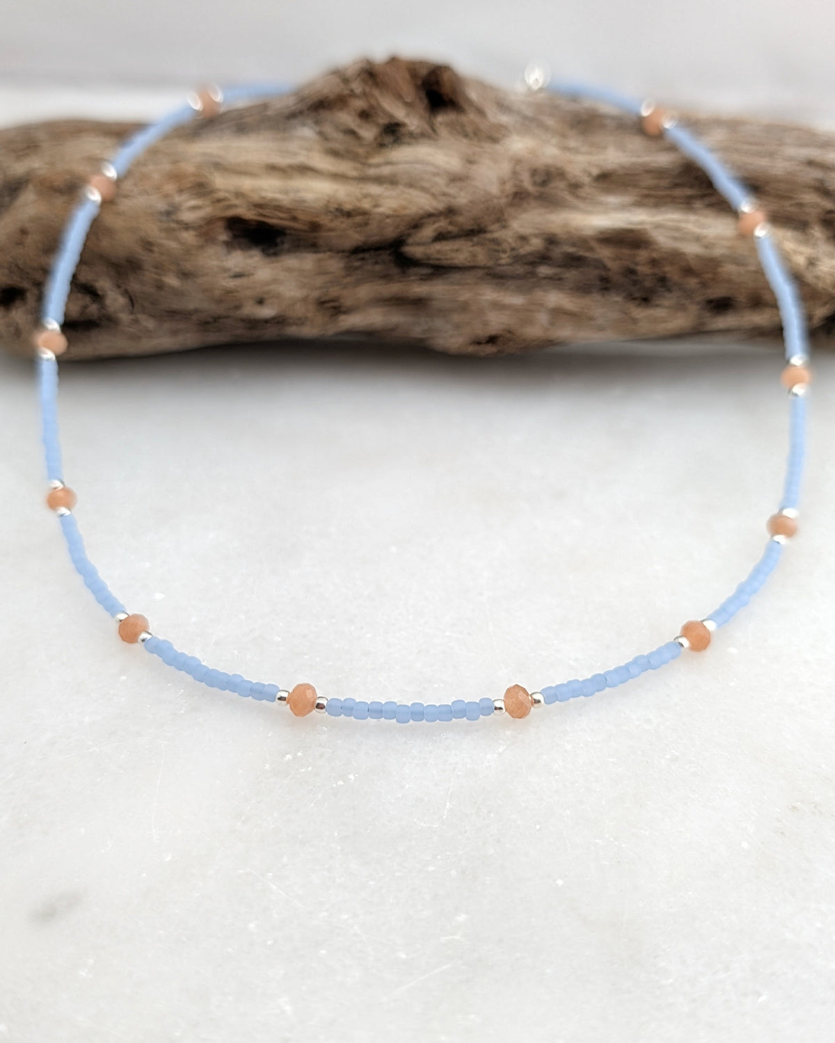 Peach Moonstone Sky Blue Necklace