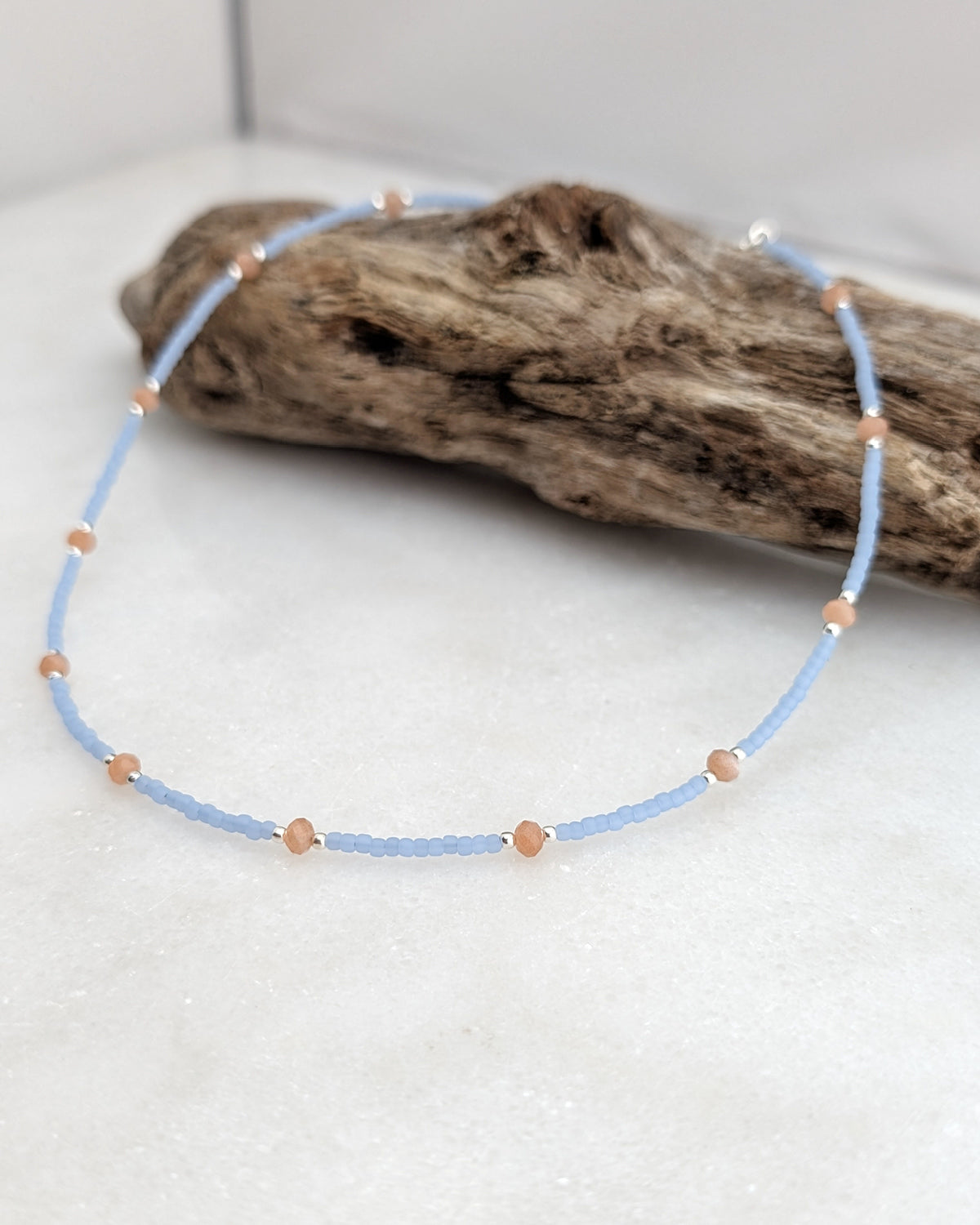 Peach Moonstone Sky Blue Necklace