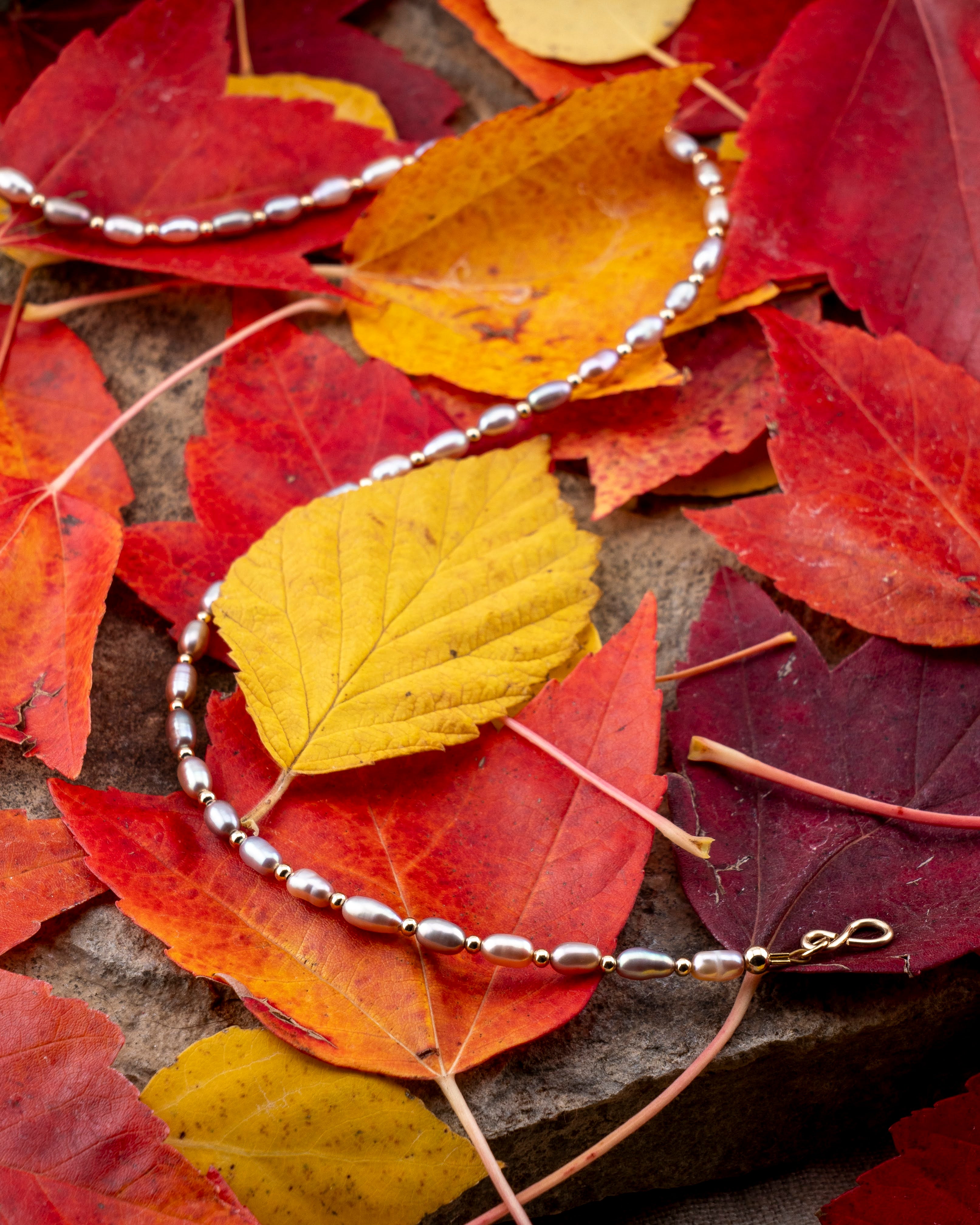 Sunkissed Mauve Freshwater Rice Pearl Necklace