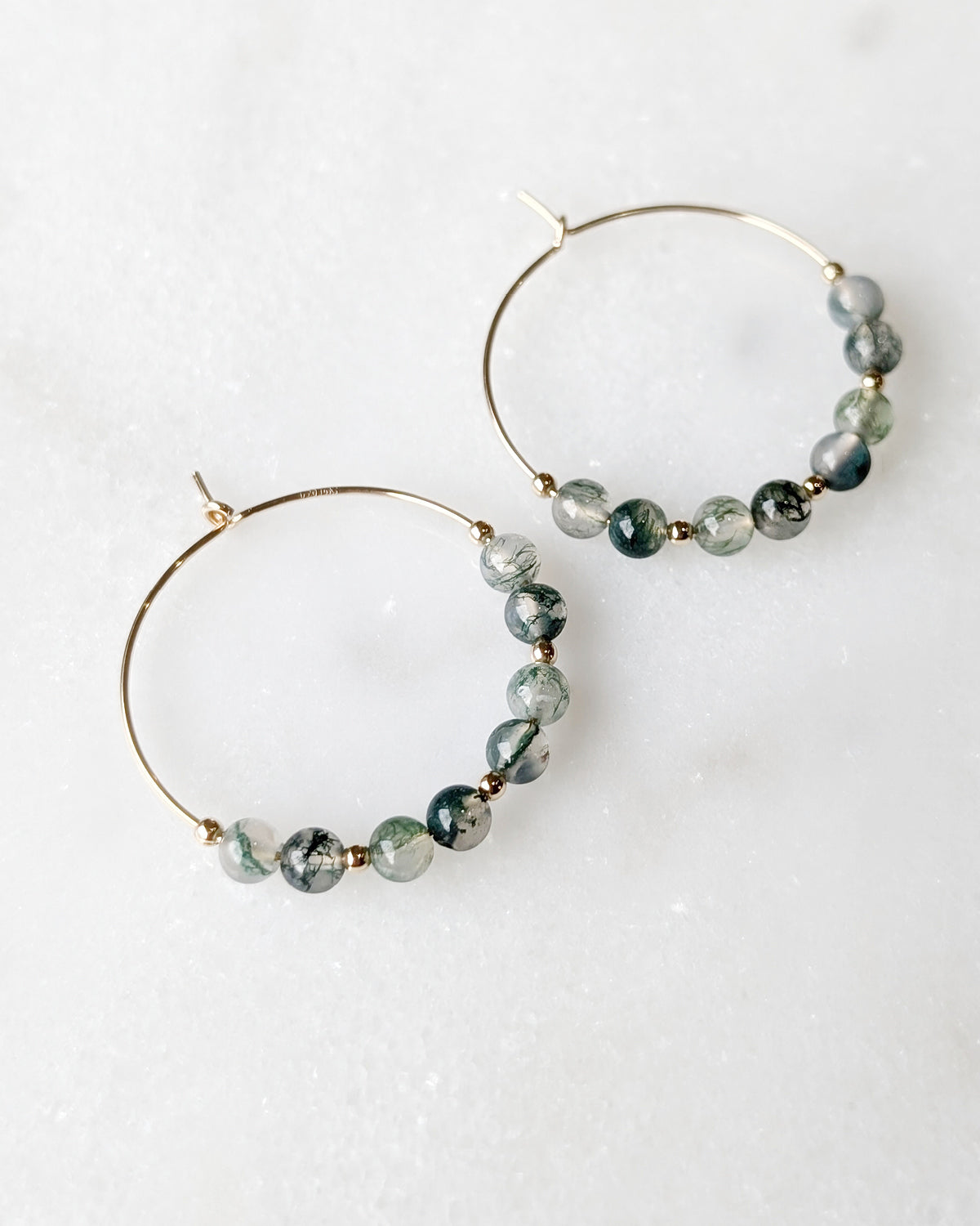 Moss Agate Earth Grounding Hoops