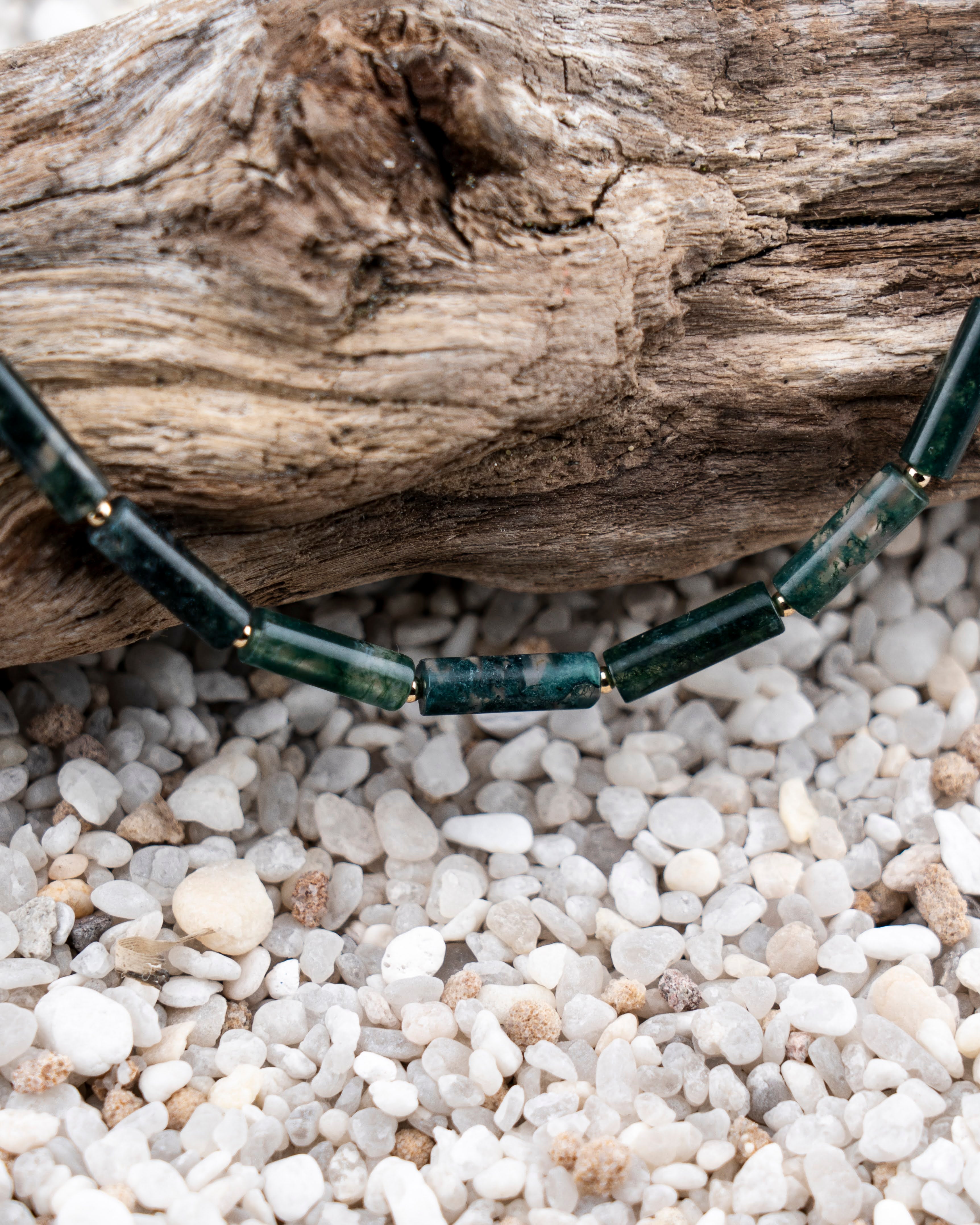 Suspended Forest Moss Agate Necklace