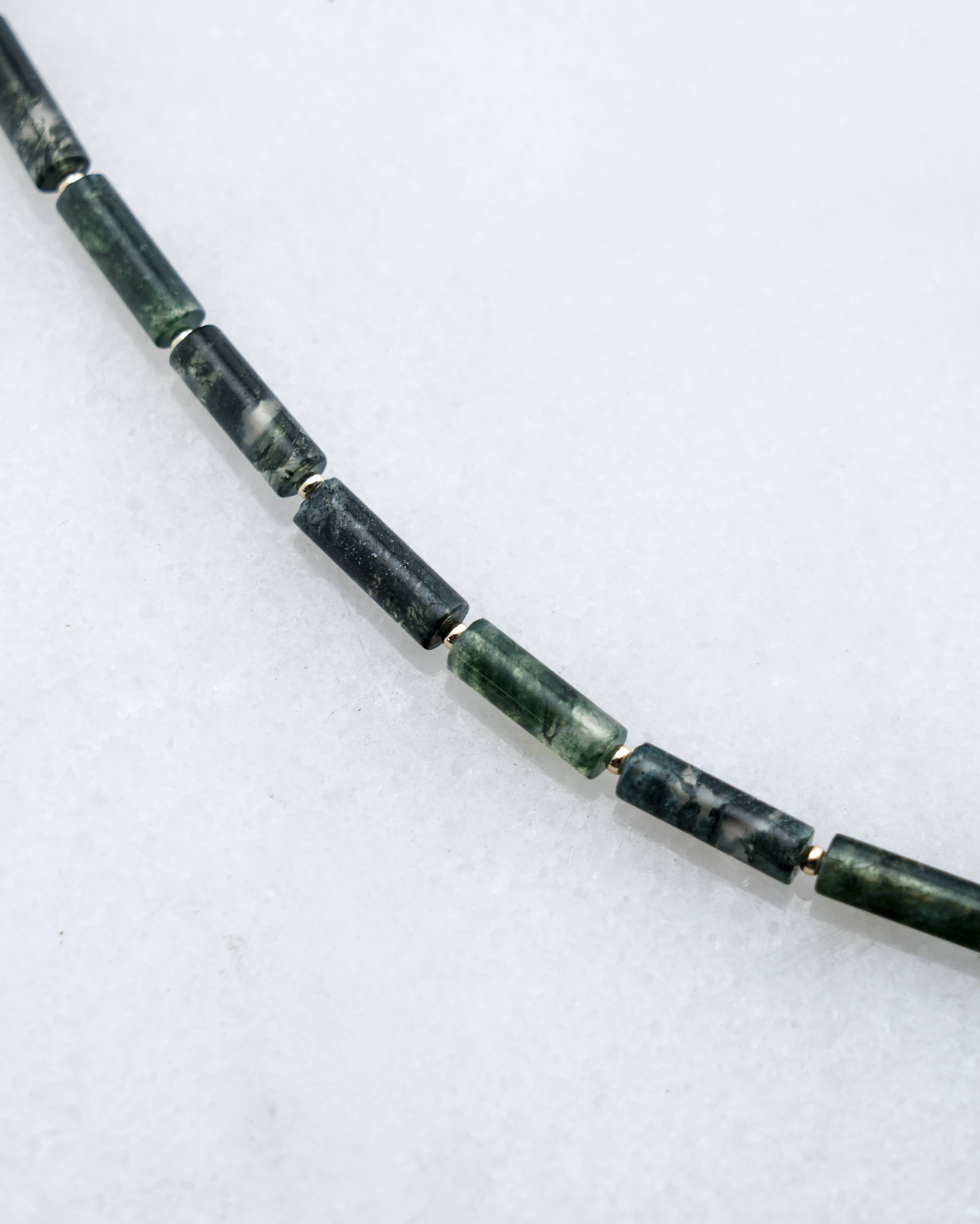 Suspended Forest Moss Agate Necklace