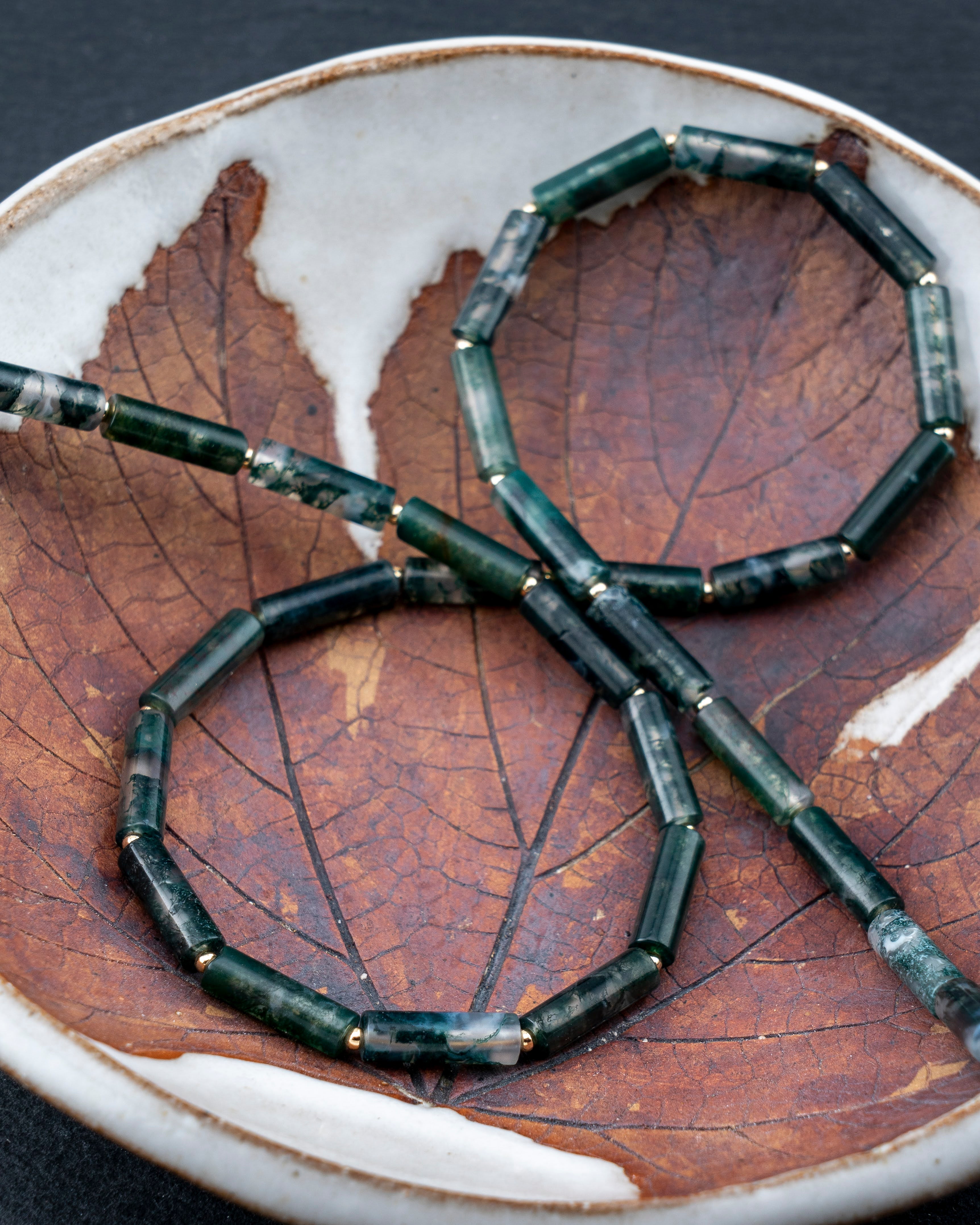 Suspended Forest Moss Agate Necklace
