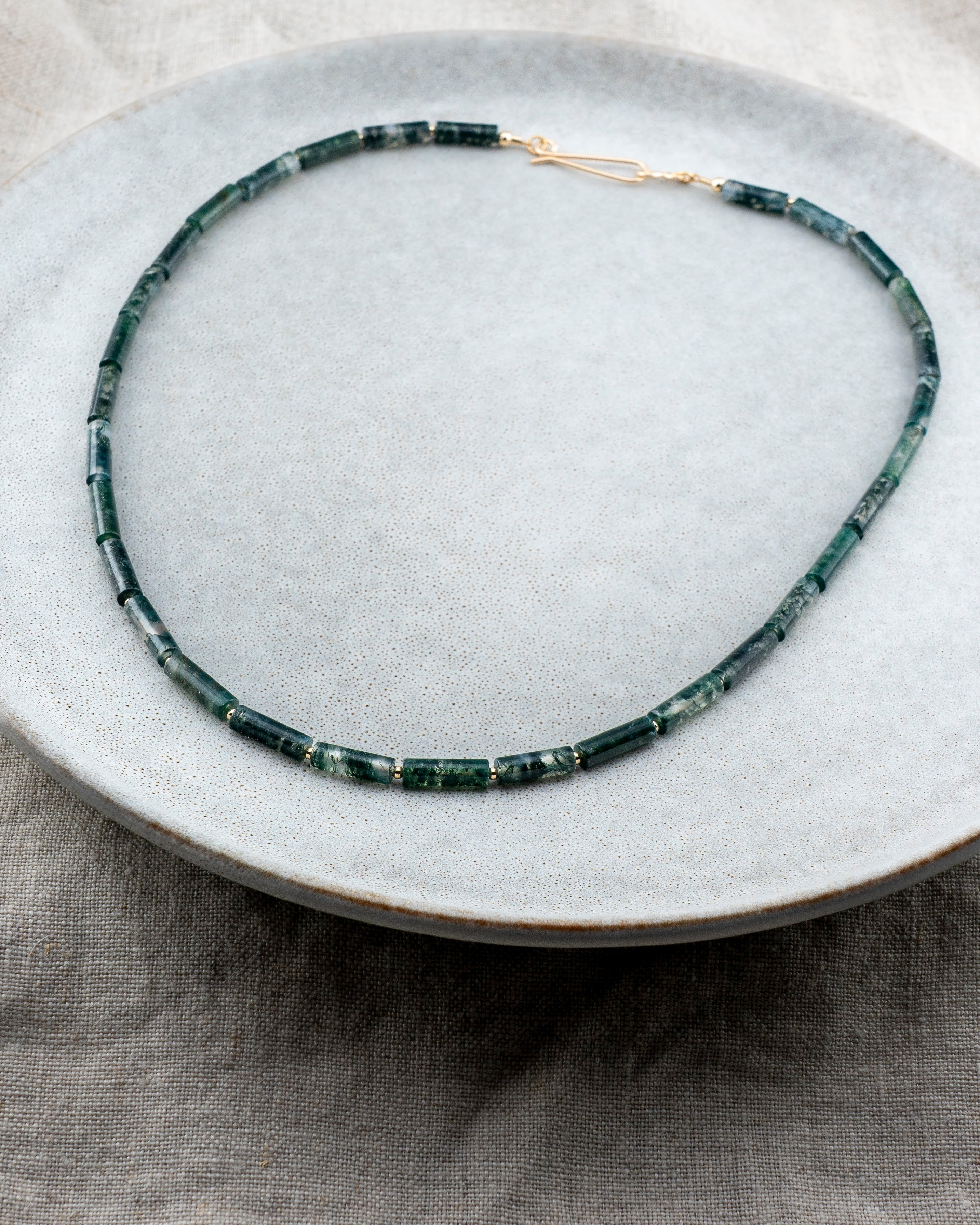 Suspended Forest Moss Agate Necklace