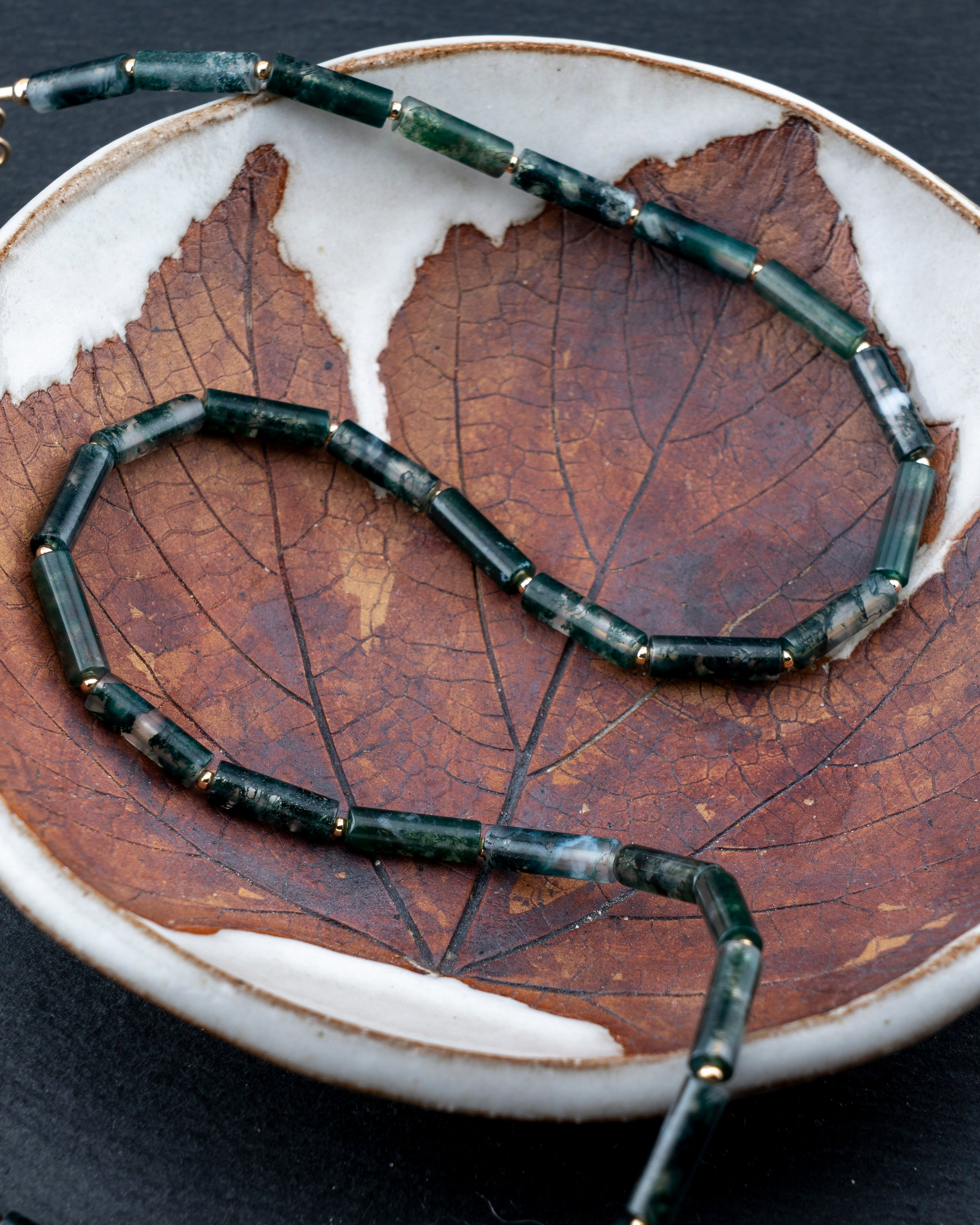 Moss Agate Tube Necklace