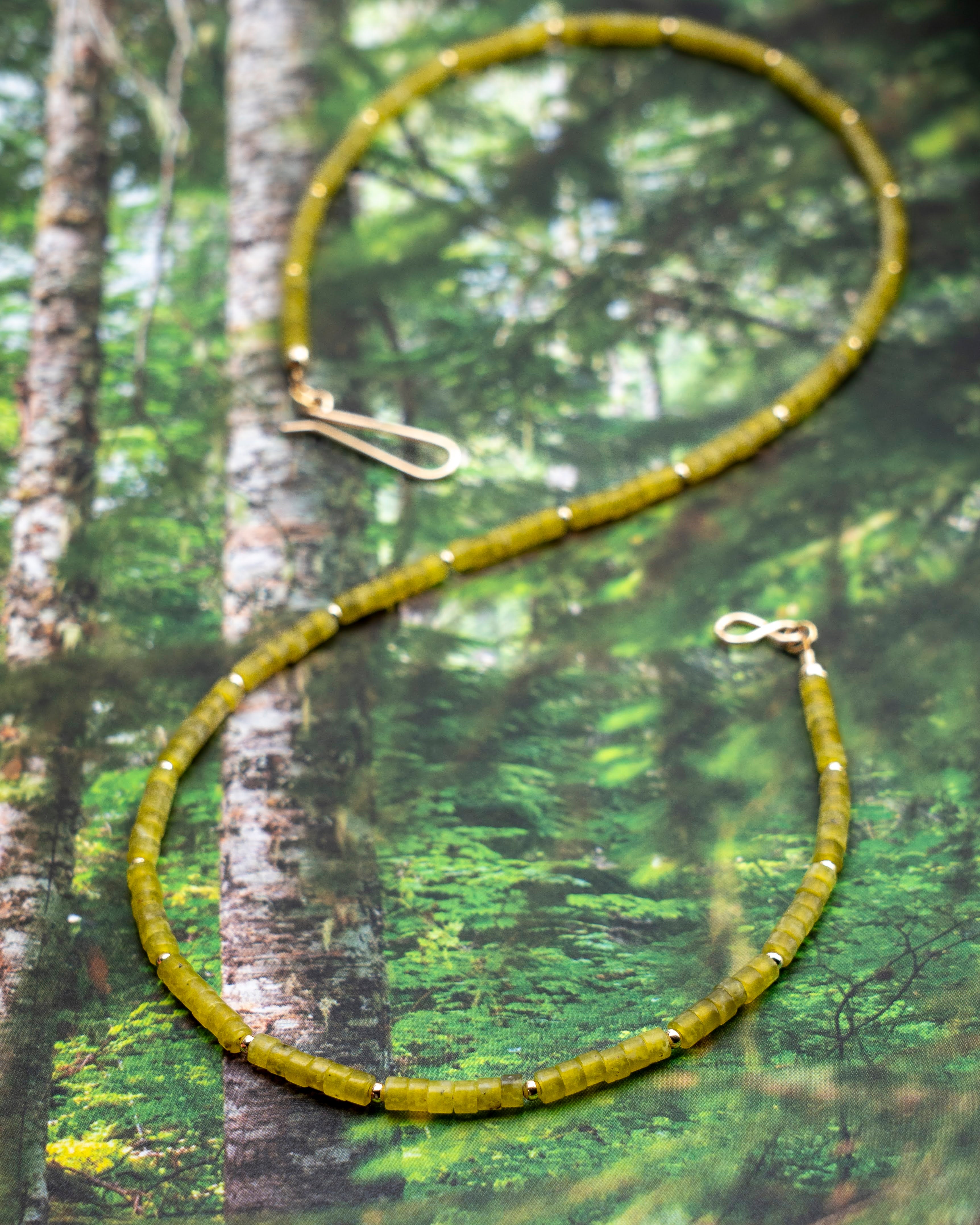 Moss Forest Olive Jade Necklace