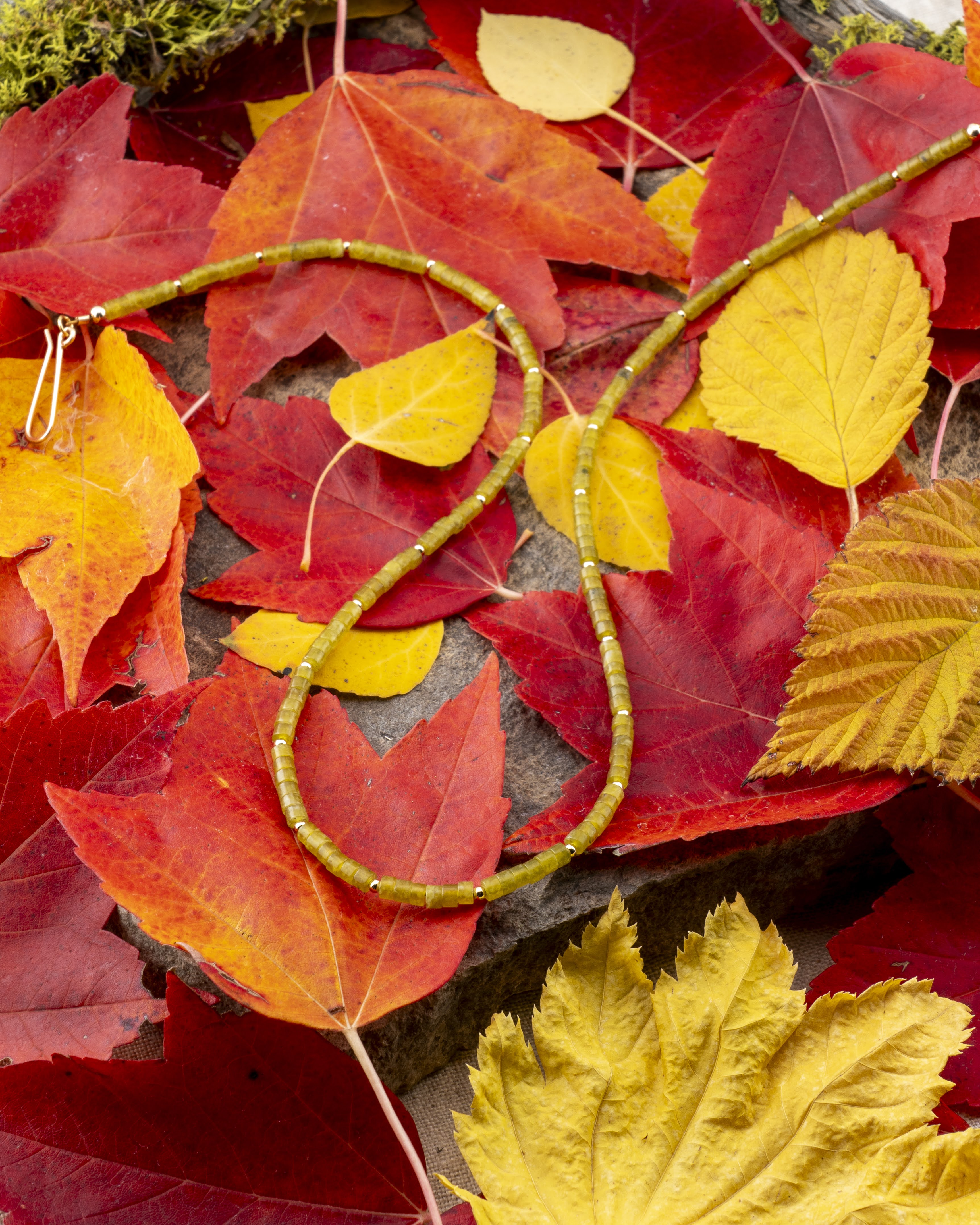 Moss Forest Olive Jade Necklace