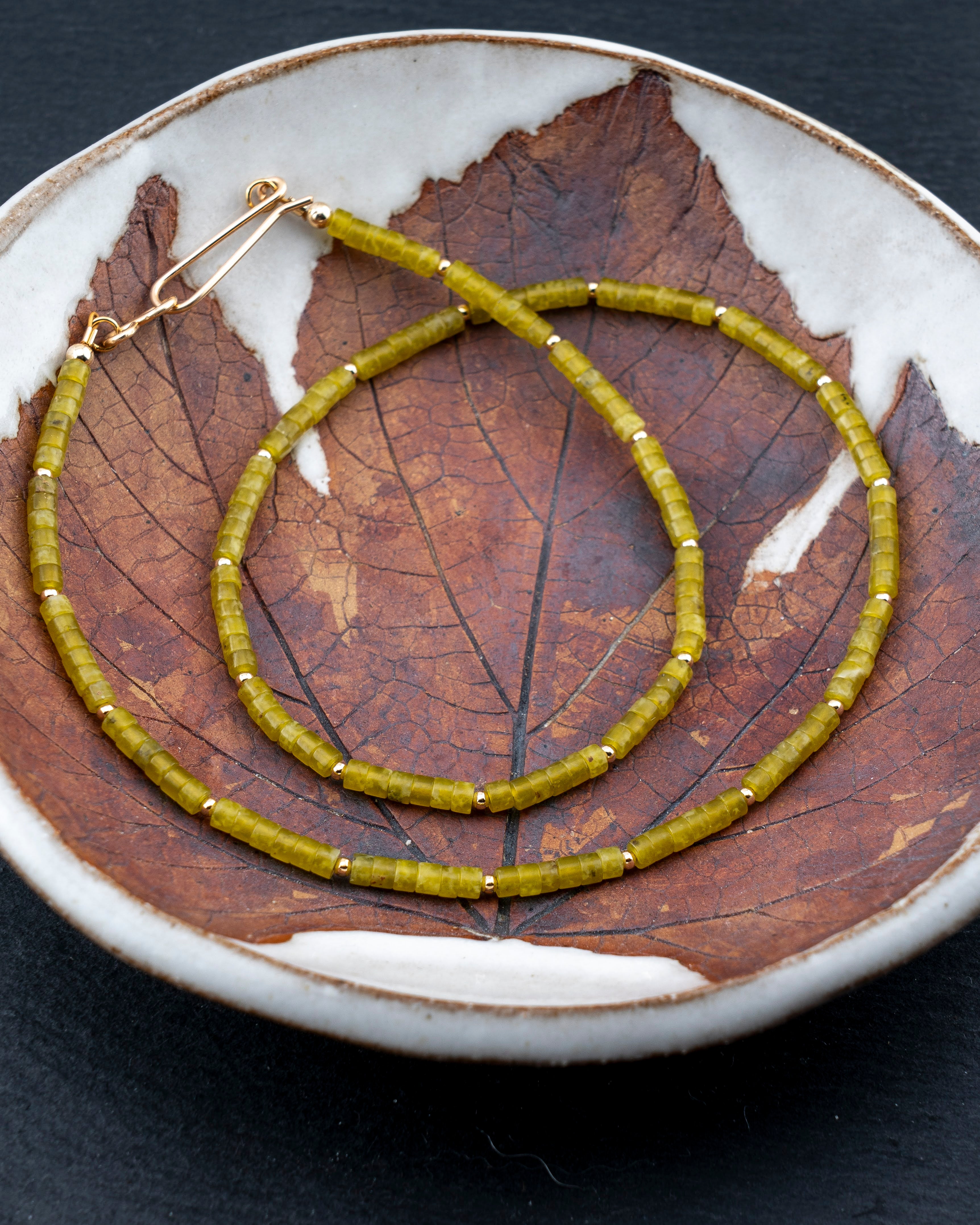 Moss Forest Olive Jade Necklace