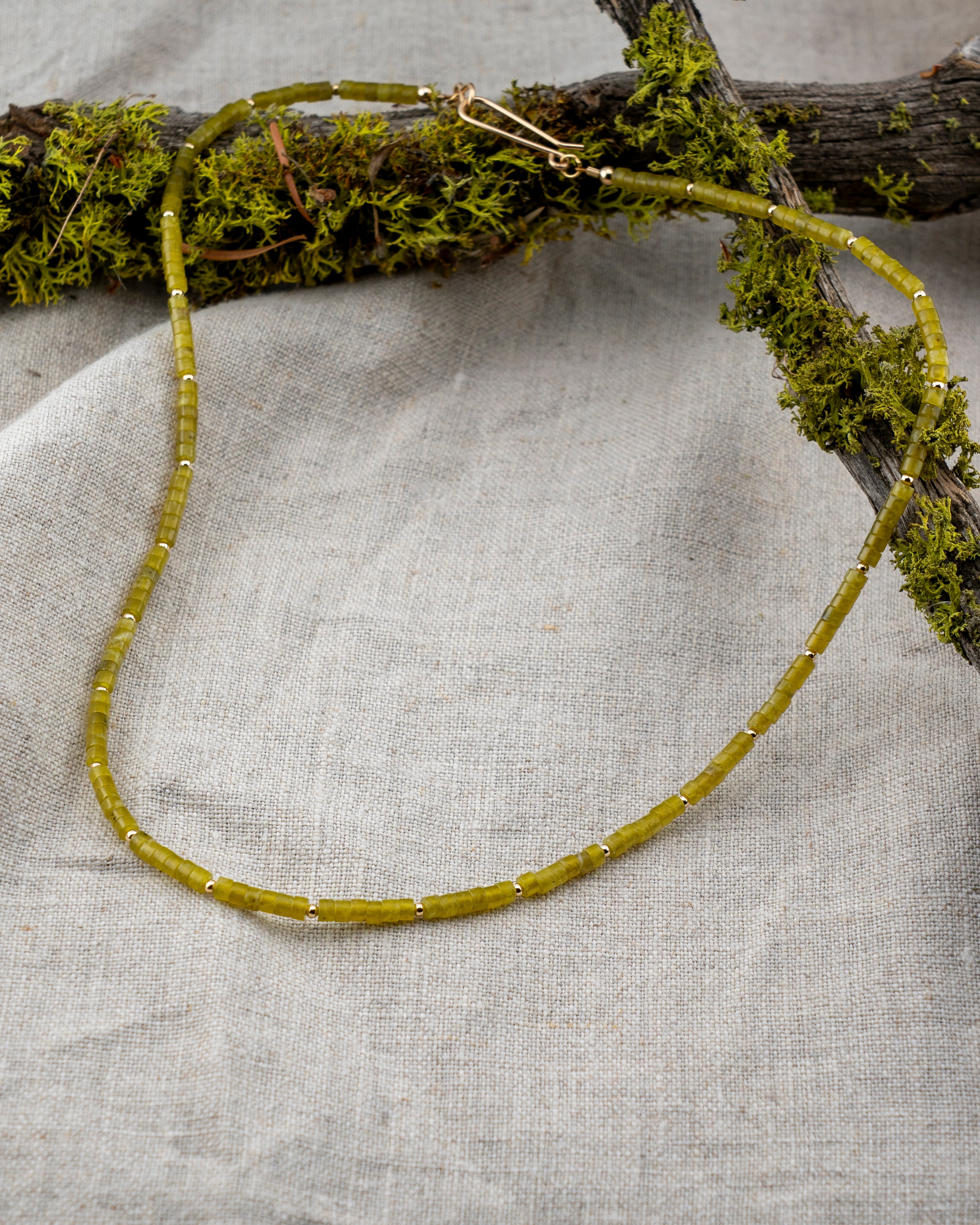 Moss Forest Olive Jade Necklace