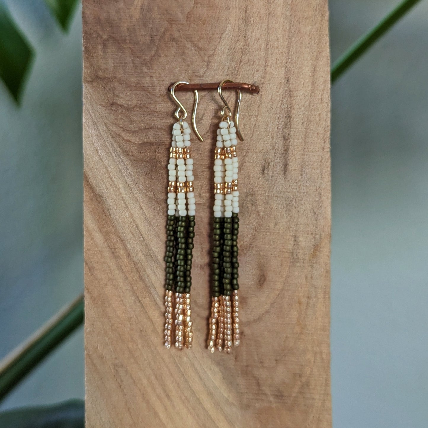 Rose Gold Beaded Fringe Earrings